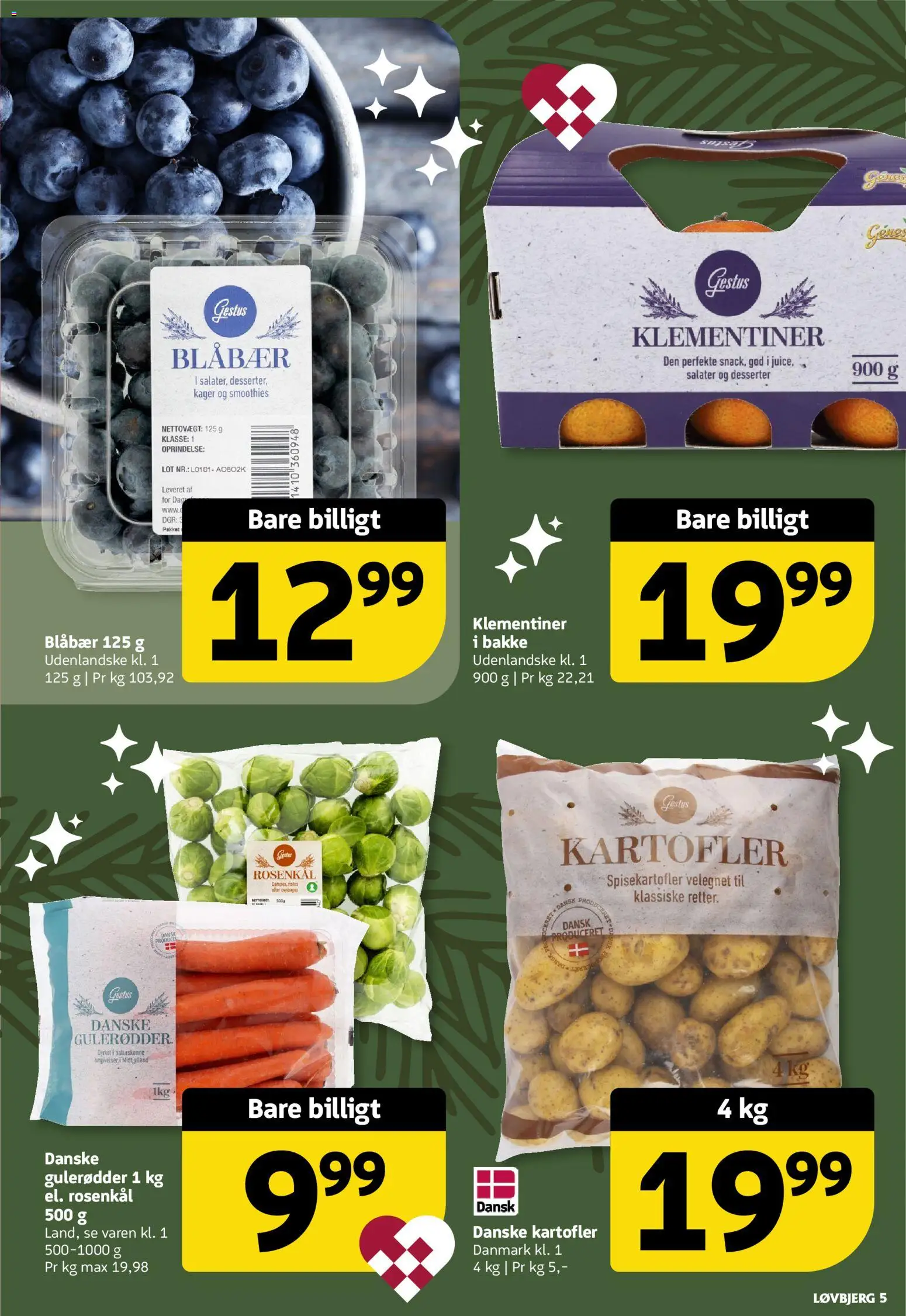 Løvbjerg tilbudsavis – gyldig fra 21.11.2025 | Side: 5 | Produkter: Blåbær, Kartofler, Rosenkål, Kager
