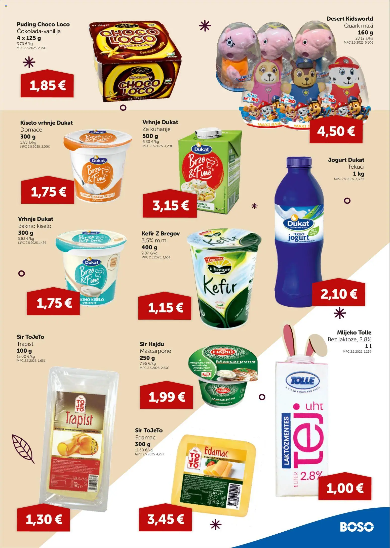 Boso katalog | vrijedi od 26.03.2026 | Stranica: 5 | Proizvodi: Mascarpone, Sir, Jogurt, Kiselo vrhnje