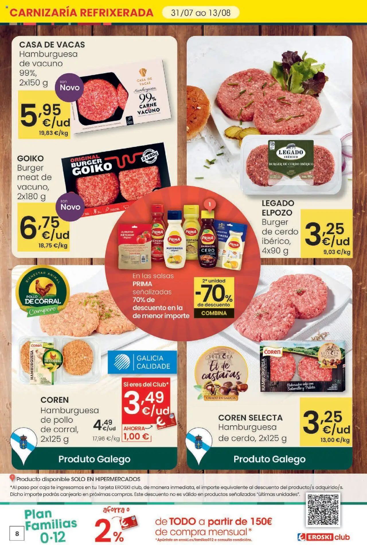 Eroski - Ofertons para conquistarte │ válido desde el 31.07.2025 | Página: 8 | Productos: Cerdo, Οθόνη προβολής, Barbacoa, Caja