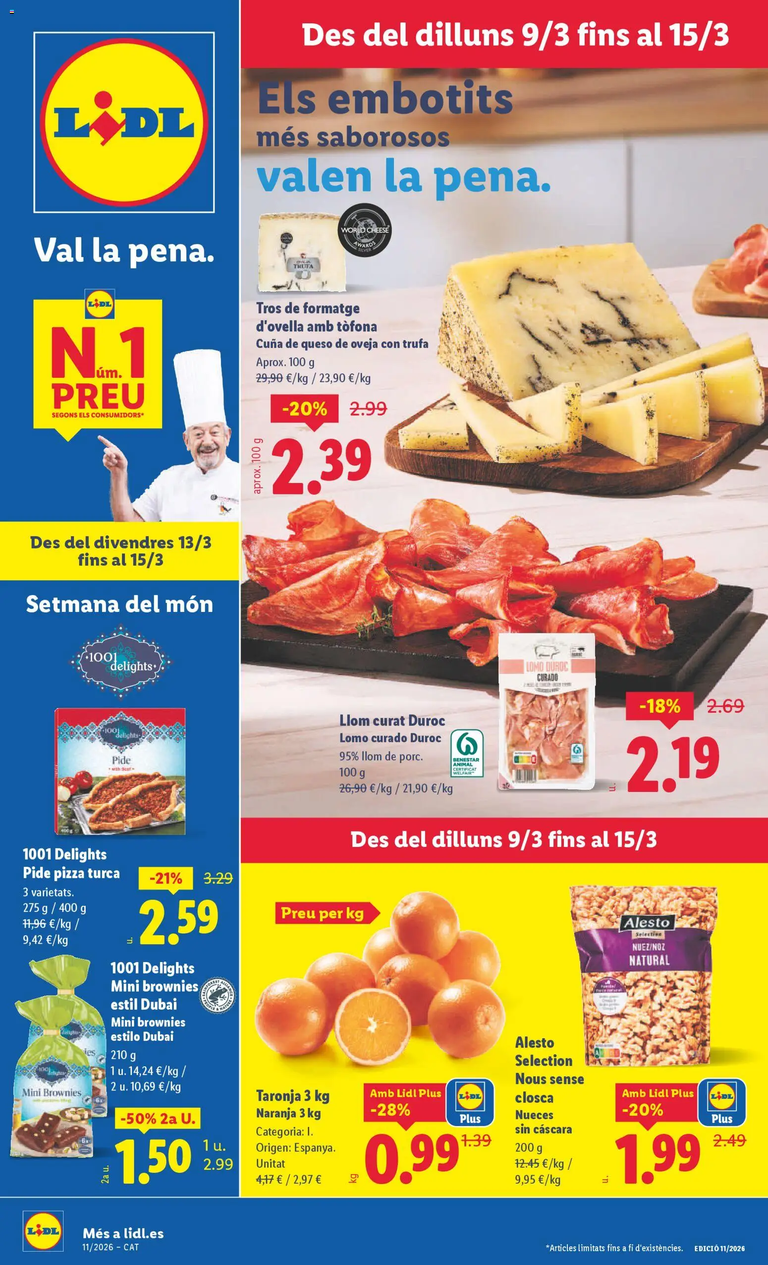 Lidl folleto │ válido desde el 09.03.2026 | Página: 1 | Productos: Queso de oveja, Queso, Pizza, Cuna