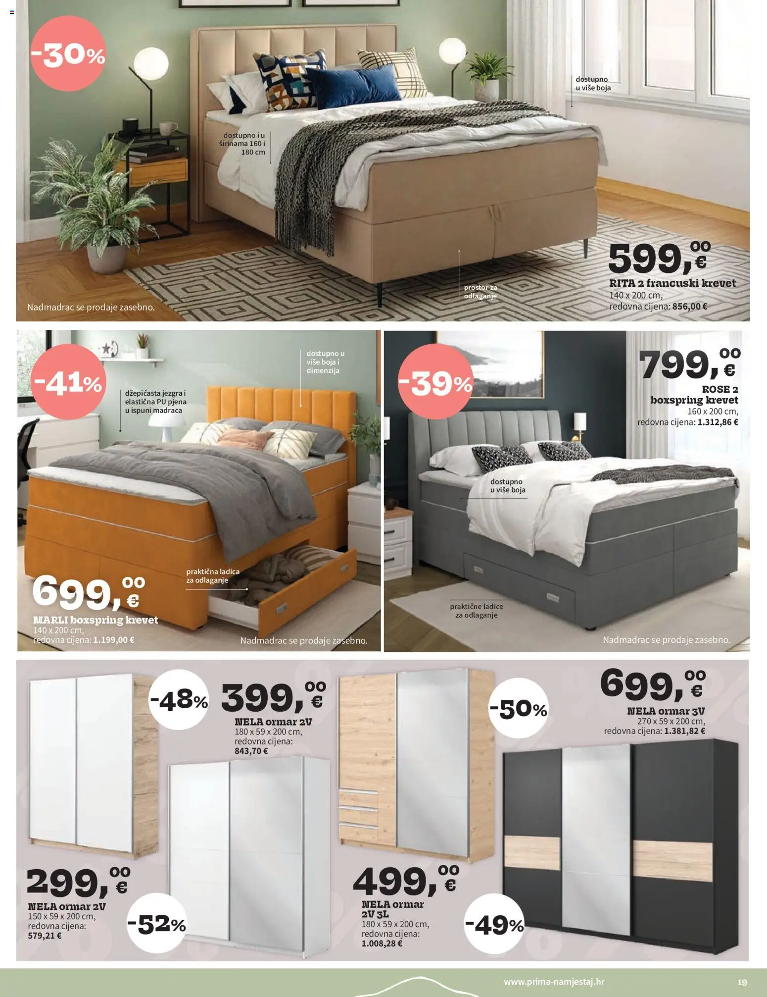 Prima katalog | vrijedi od 01.03.2026 | Stranica: 19 | Proizvodi: Krevet, Ladice, Nadmadrac, Francuski krevet