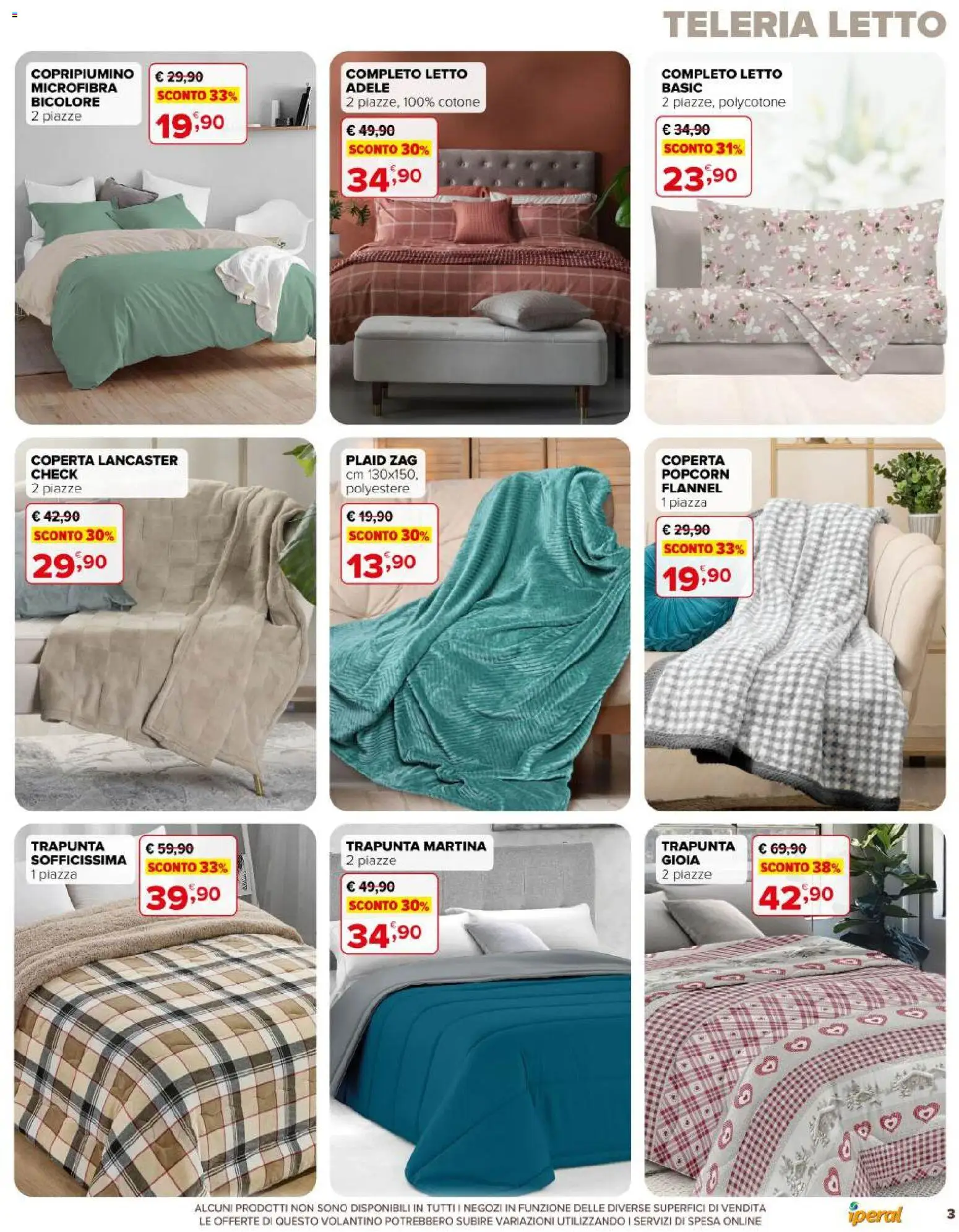 Volantino Iperal del 26.12.2025 | Pagina: 3 | Prodotti: Copripiumino, Plaid, Trapunta, Letto
