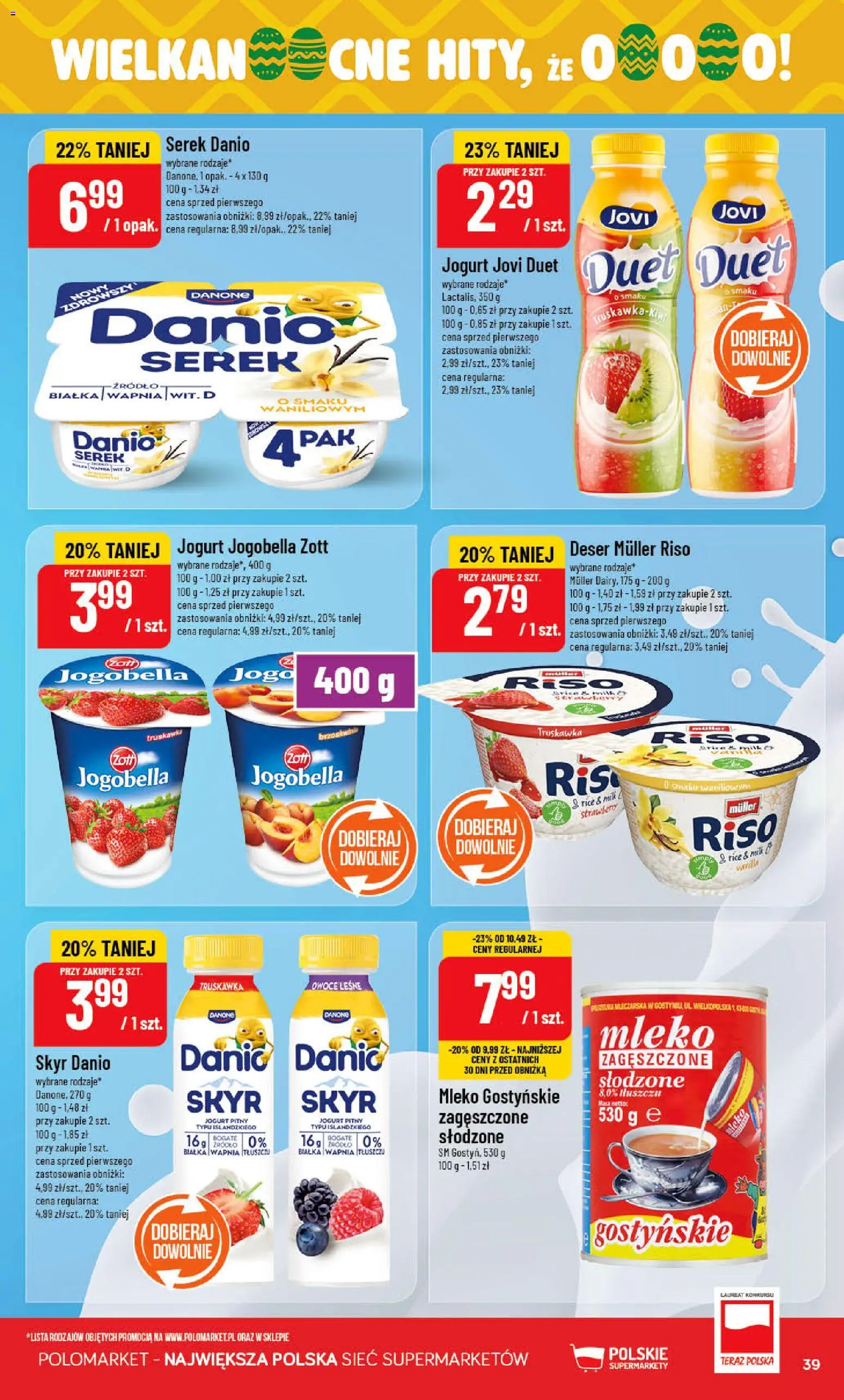 POLOmarket gazetka od 01.04.2026 | Strona: 39 | Produkty: Serek, Jogurt, Truskawki, Skyr