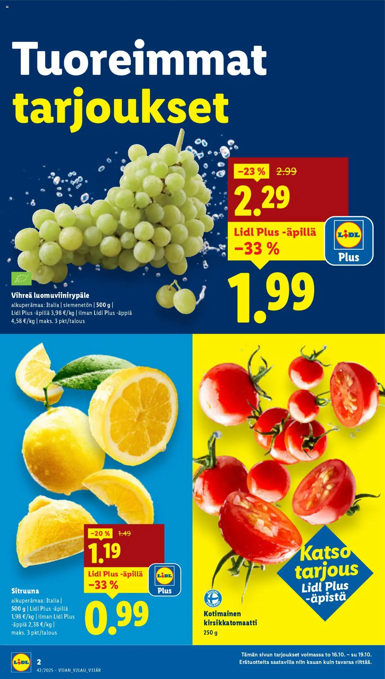 Lidl tarjoukset – voimassa 16.10.2025 alkaen | Sivu: 4 | Tuotteet: Kirsikkatomaatti