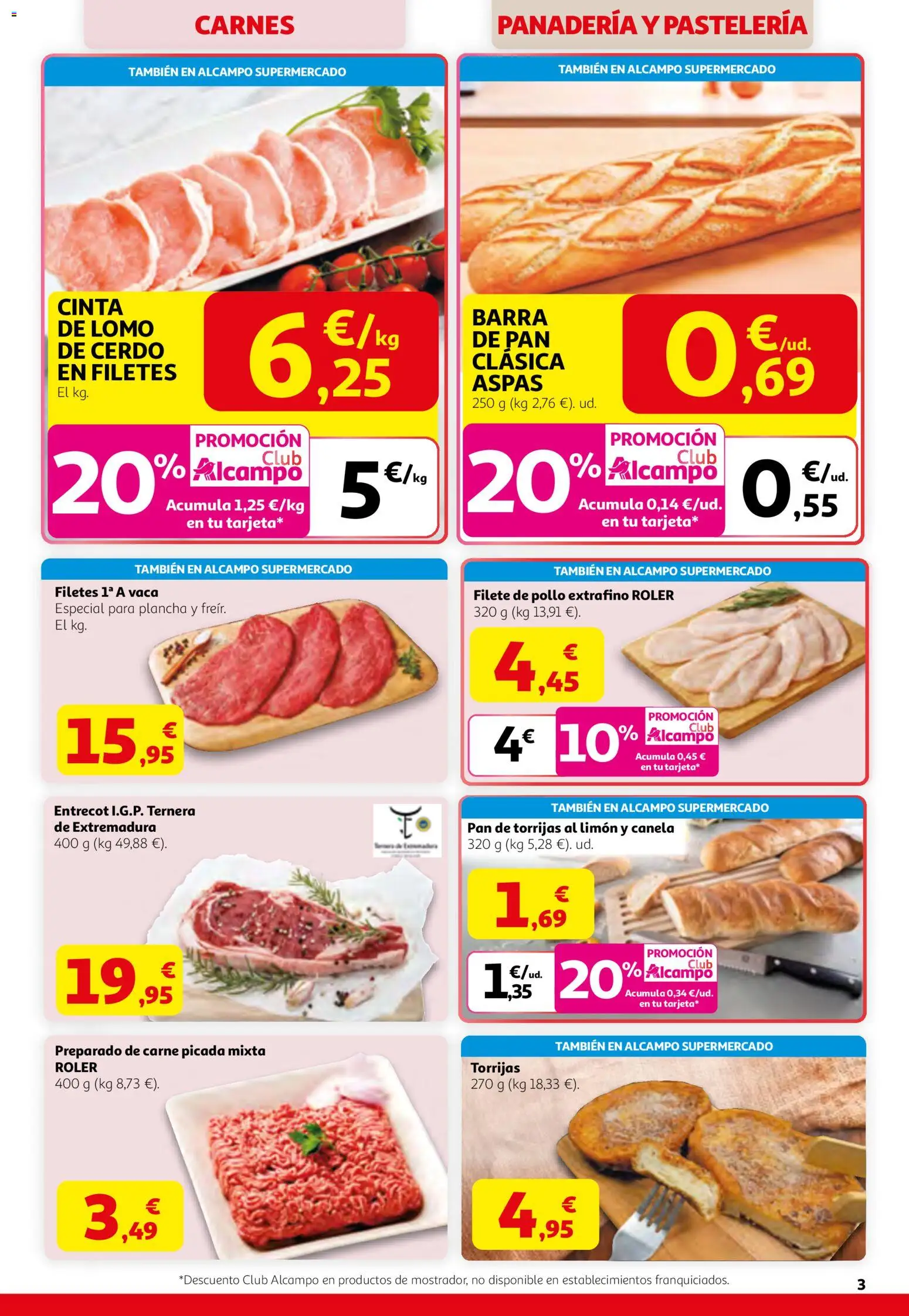 Alcampo  HPU Actívate en Primavera │ válido desde el 12.03.2026 | Página: 3 | Productos: Cerdo, Plancha, Filete, Panadería