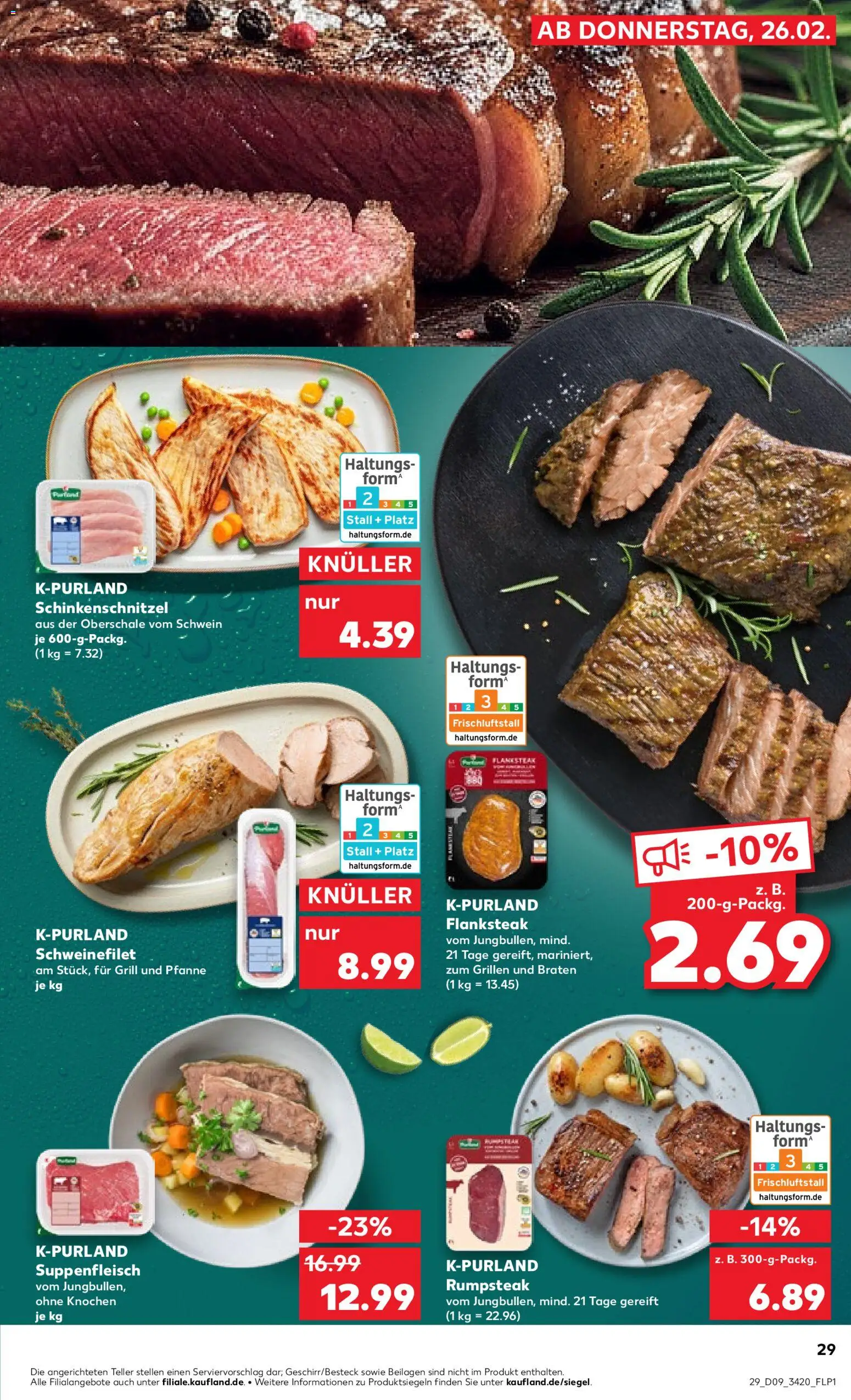 Kaufland prospekt Berlin	 – gültig ab 26.02.2026 | Seite: 29 | Produkte: Rumpsteak, Schweinefilet, Suppenfleisch, Steak