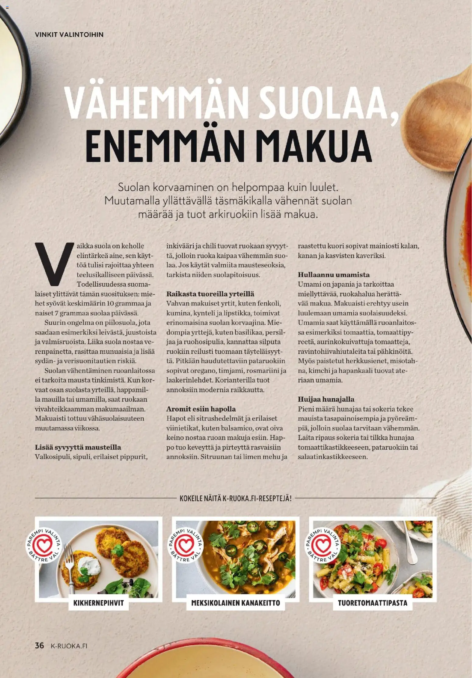 K-Market tarjoukset - K-Ruoka – voimassa 06.05.2026 alkaen | Sivu: 36 | Tuotteet: Chili, Suola, Mehu