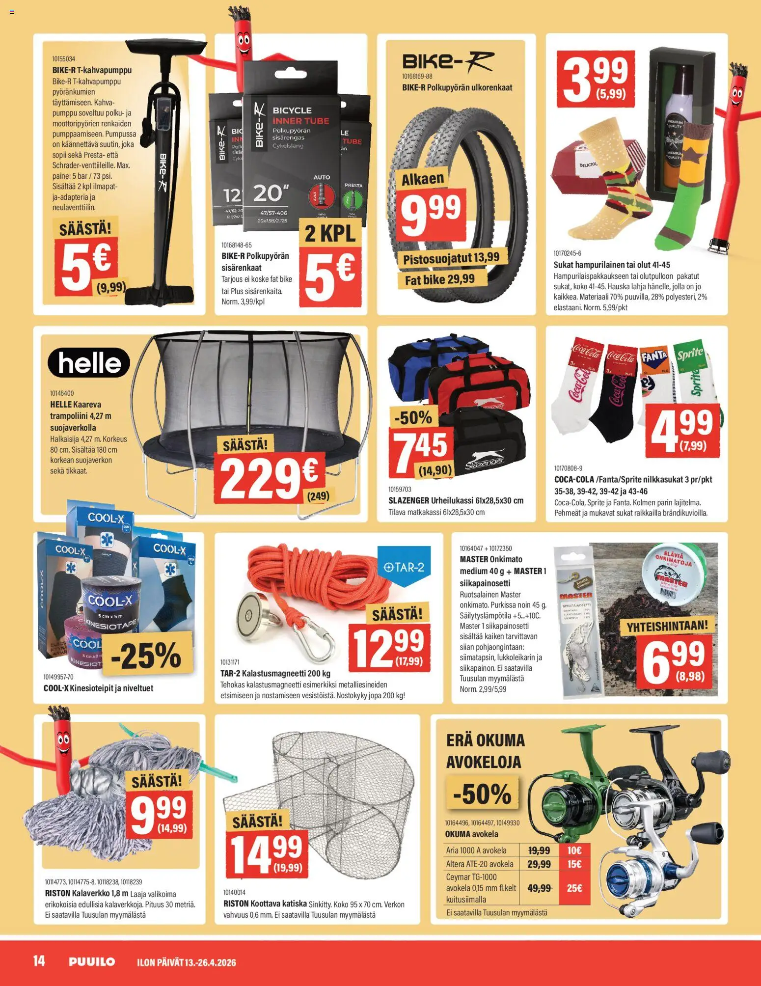Puuilo tarjoukset – voimassa 13.04.2026 alkaen | Sivu: 14 | Tuotteet: Sprite, Coca cola, Fat bike, Pumppu