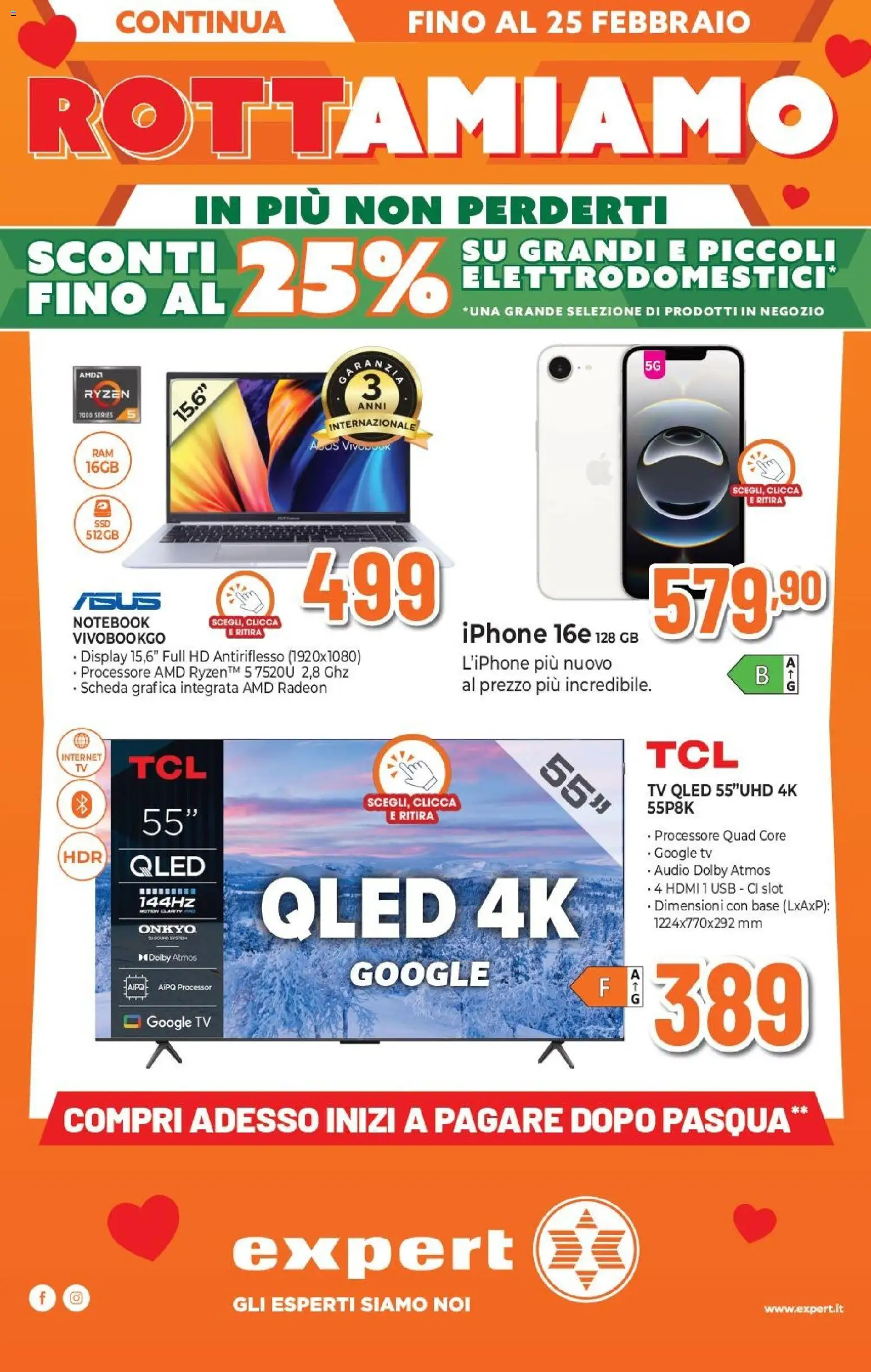 Volantino Expert del 12.02.2026 | Pagina: 1 | Prodotti: Notebook, Iphone, TV, Audio