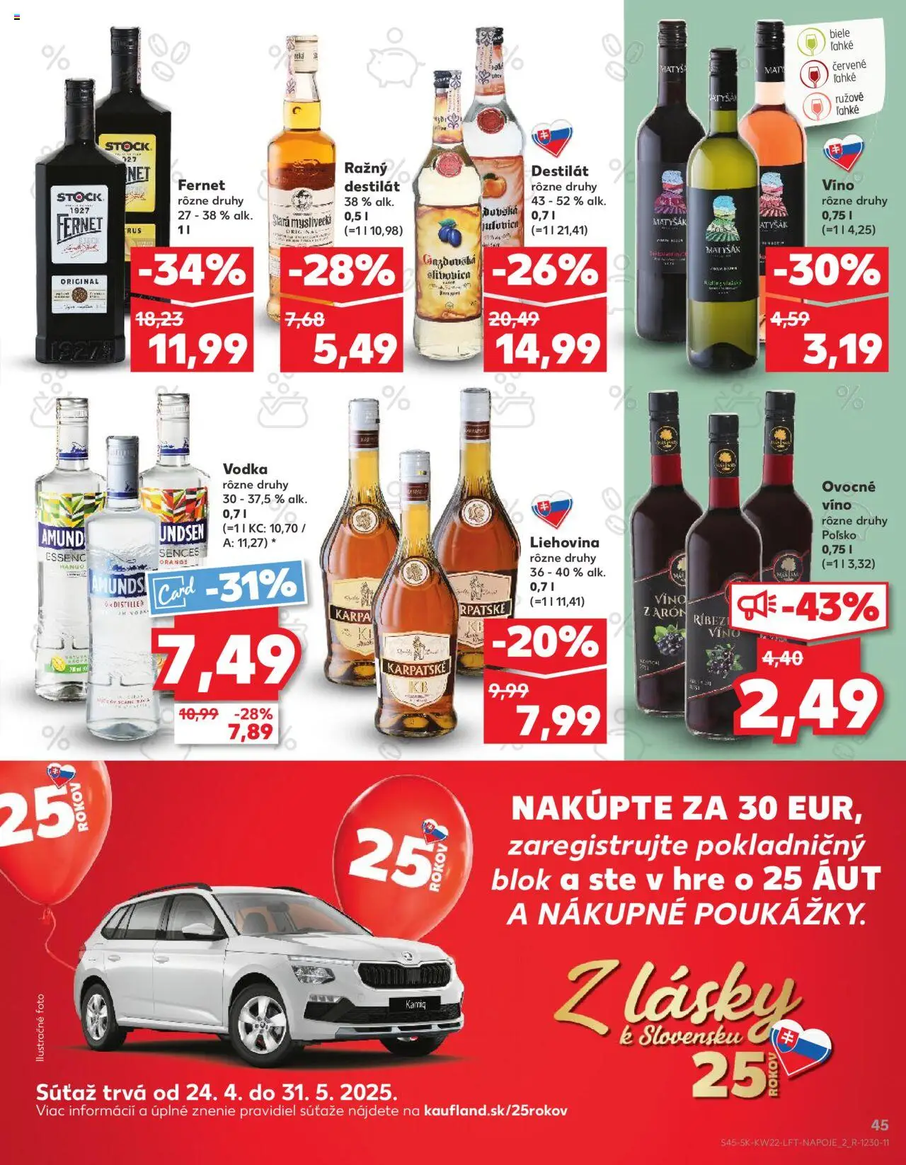 Nové Kaufland akcie – leták je platný od 29.05.2025 | Strana: 45 | Produkty: Vodka, Fernet, Mango, Destilát