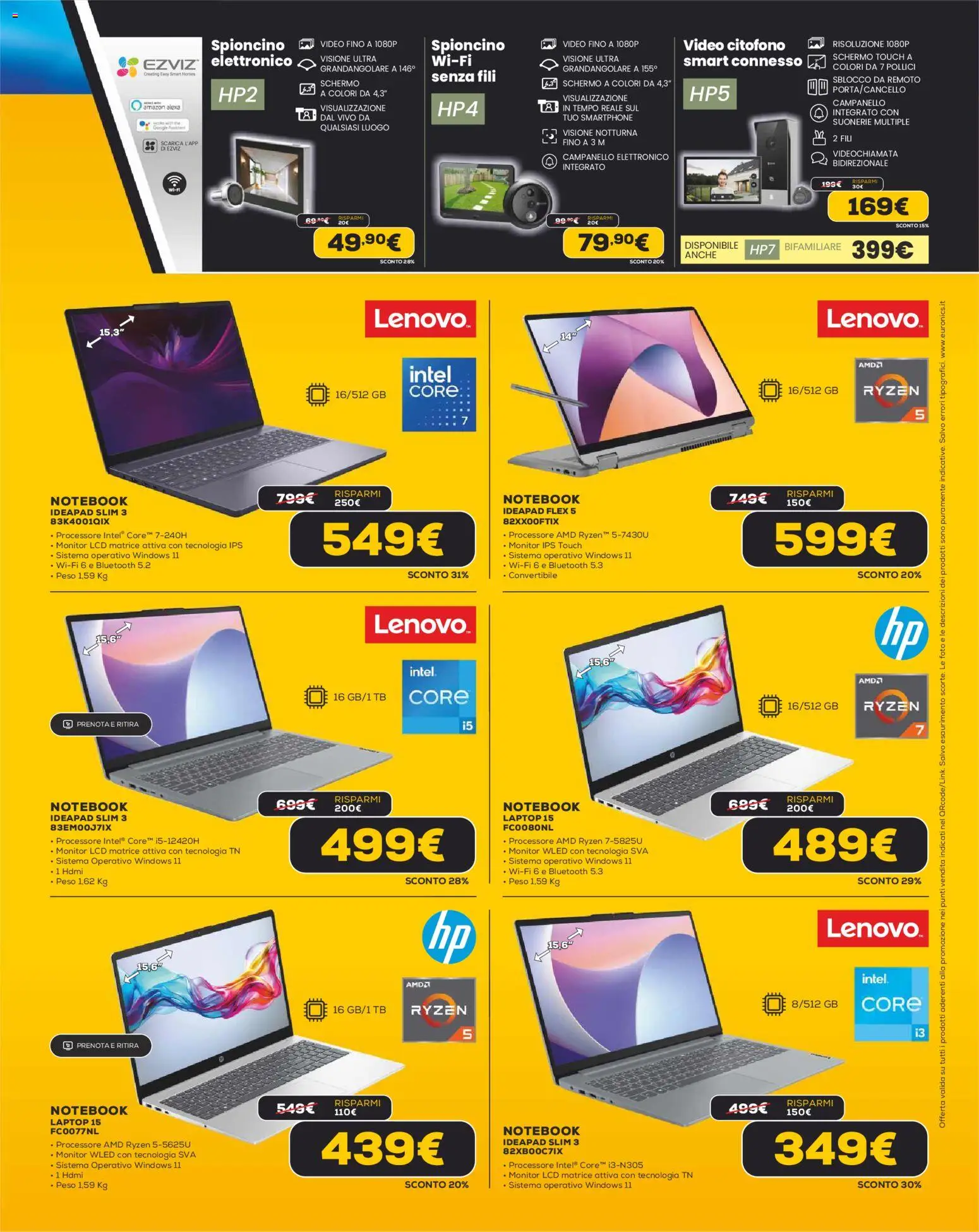 Volantino Euronics del 13.11.2025 | Pagina: 7 | Prodotti: Schermo, Notebook, Smartphone, Laptop