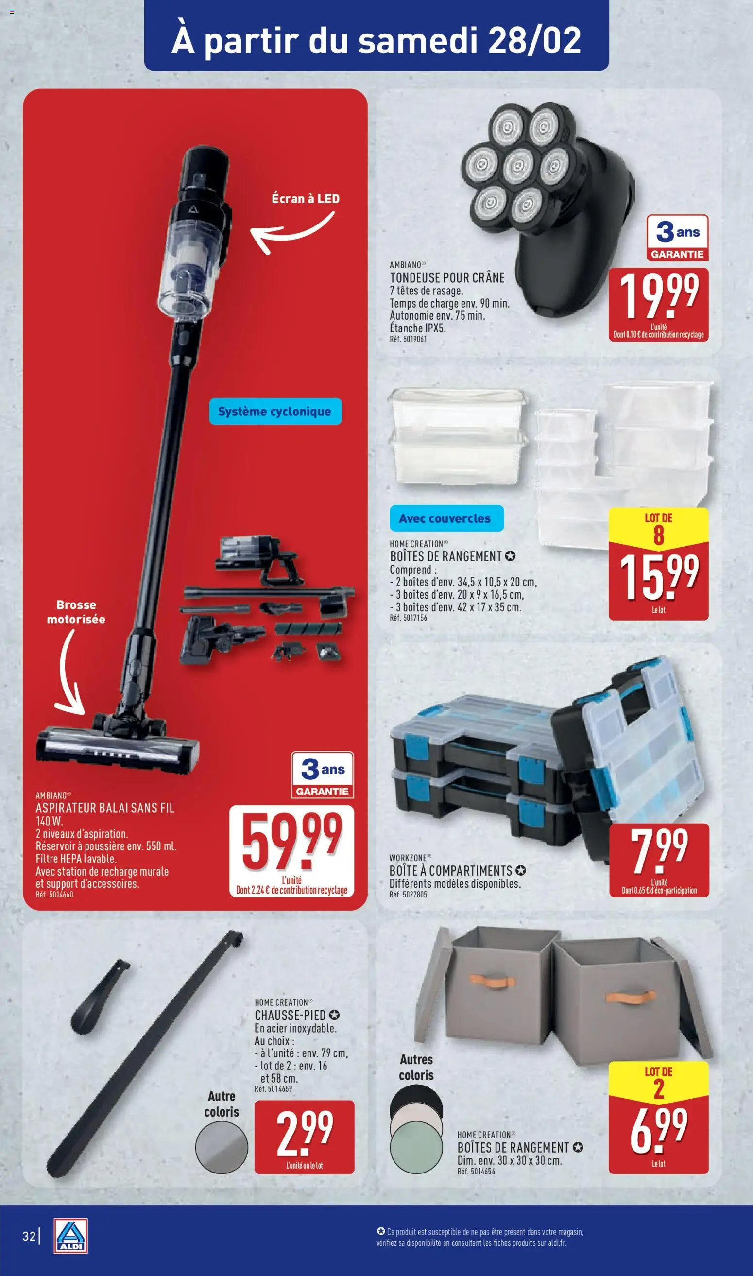 {H1} | Page: 34 | Produits: Aspirateur balai sans fil, Tondeuse, Brosse, Aspirateur balai