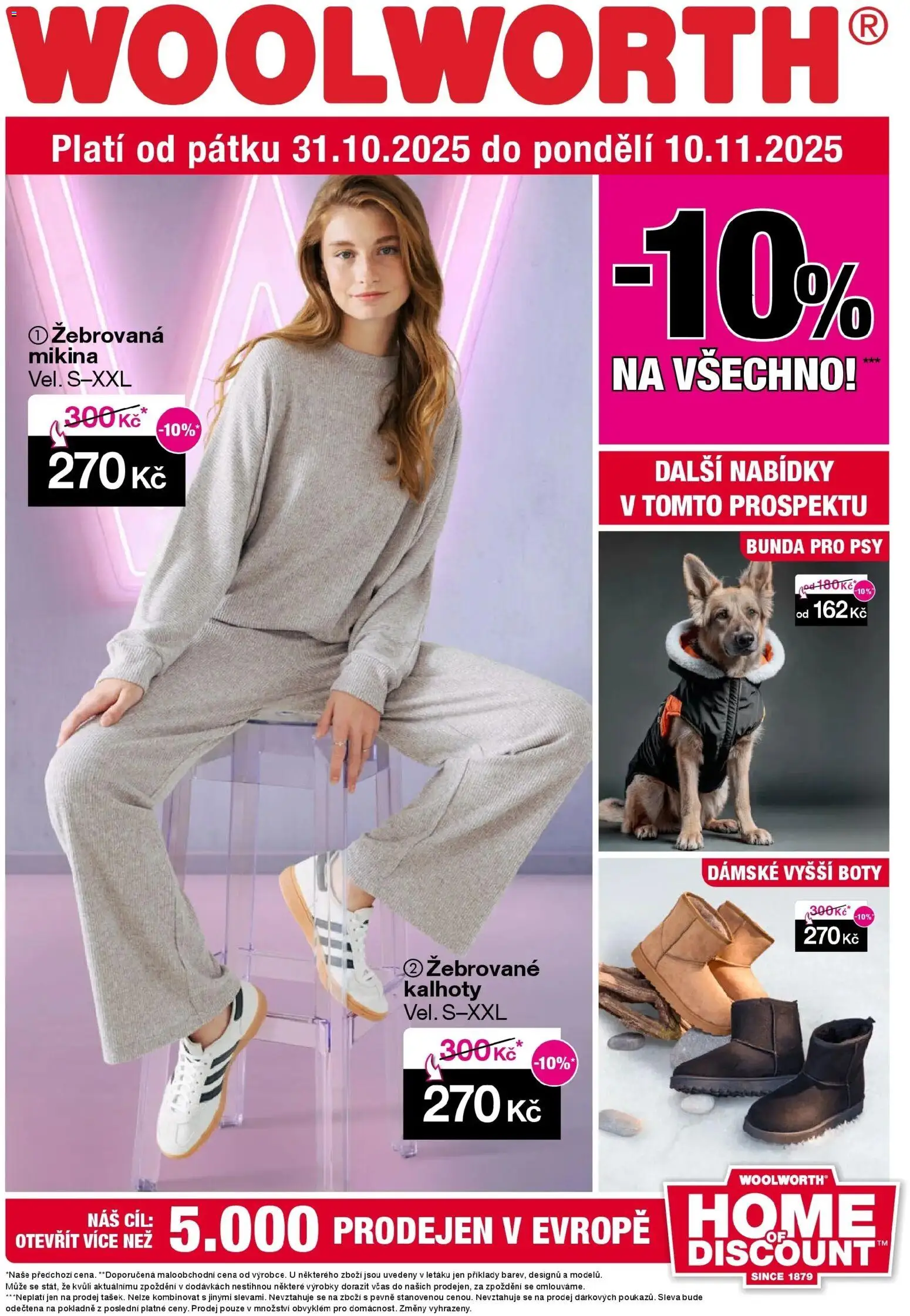 Woolworth leták od 31.10.2025 - akční nabídka | Strana: 1 | Produkty: Mikina, Bunda, Kalhoty, Boty