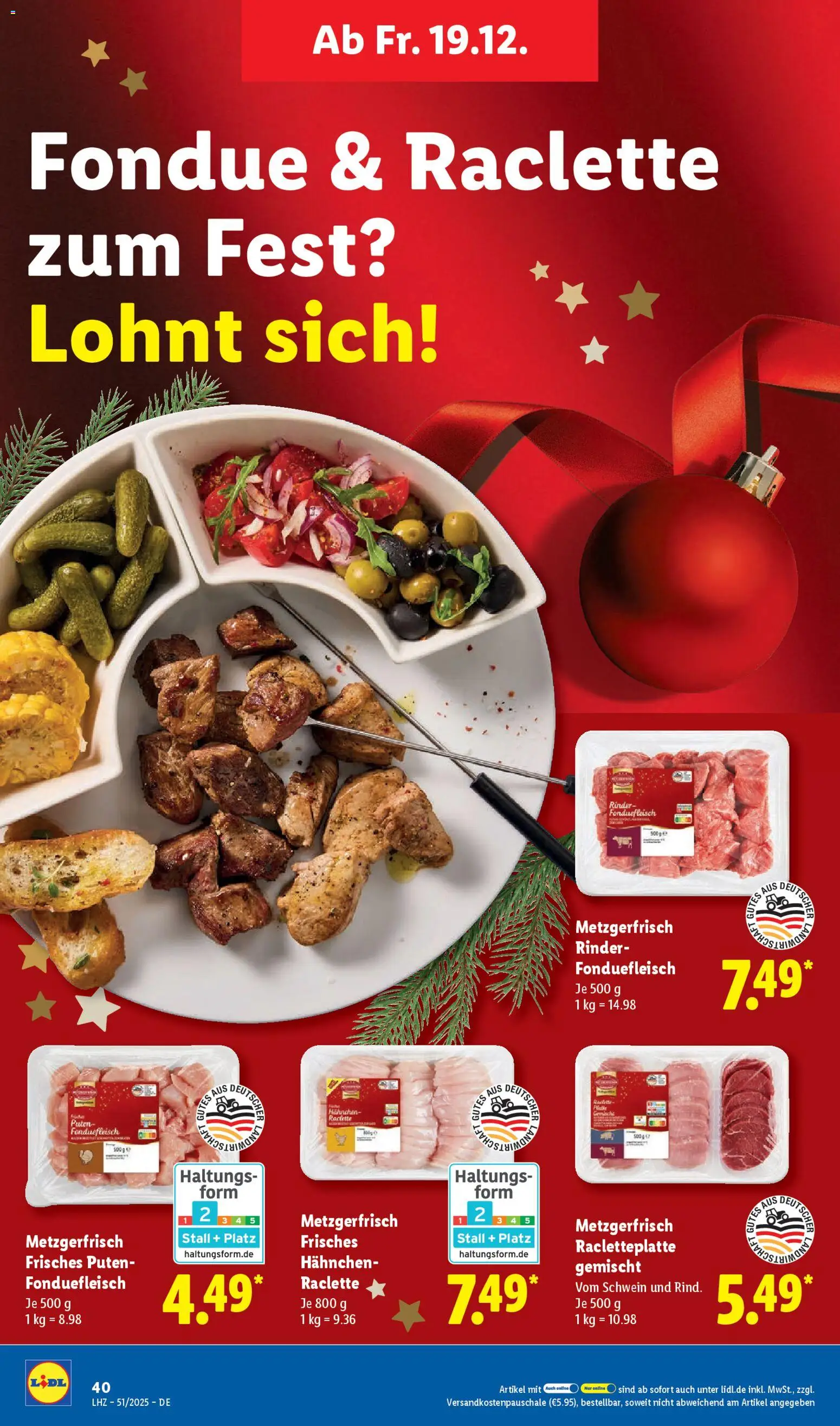 Lidl Prospekt Düsseldorf – gültig ab 15.12.2025 | Seite: 60 | Produkte: Hahnchen, Raclette, Fondue