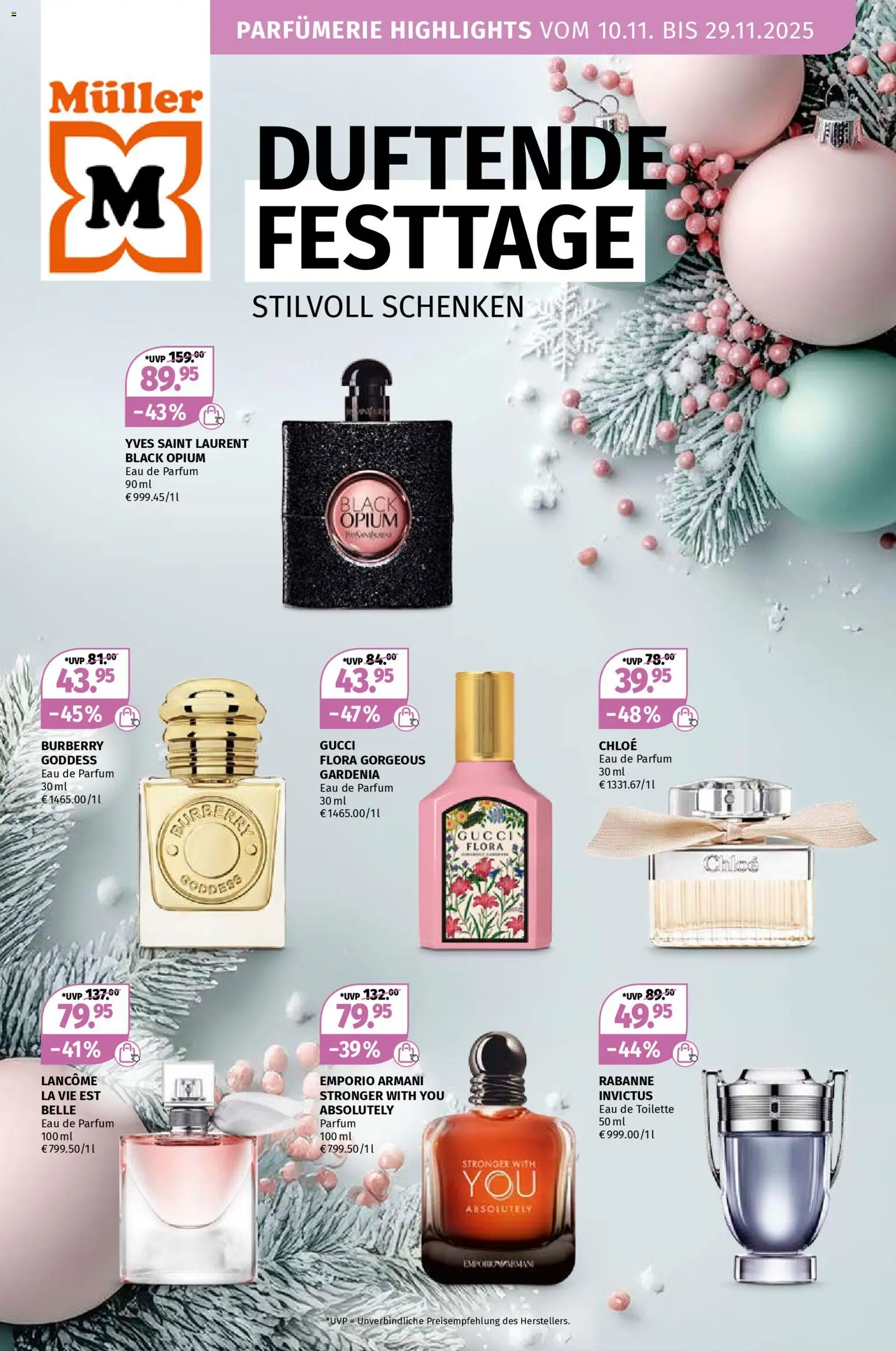 Müller Parfümerie Angebote gültig ab 10.11.2025 | Seite: 1 | Produkte: Toilette, Parfüm, Eau de Toilette