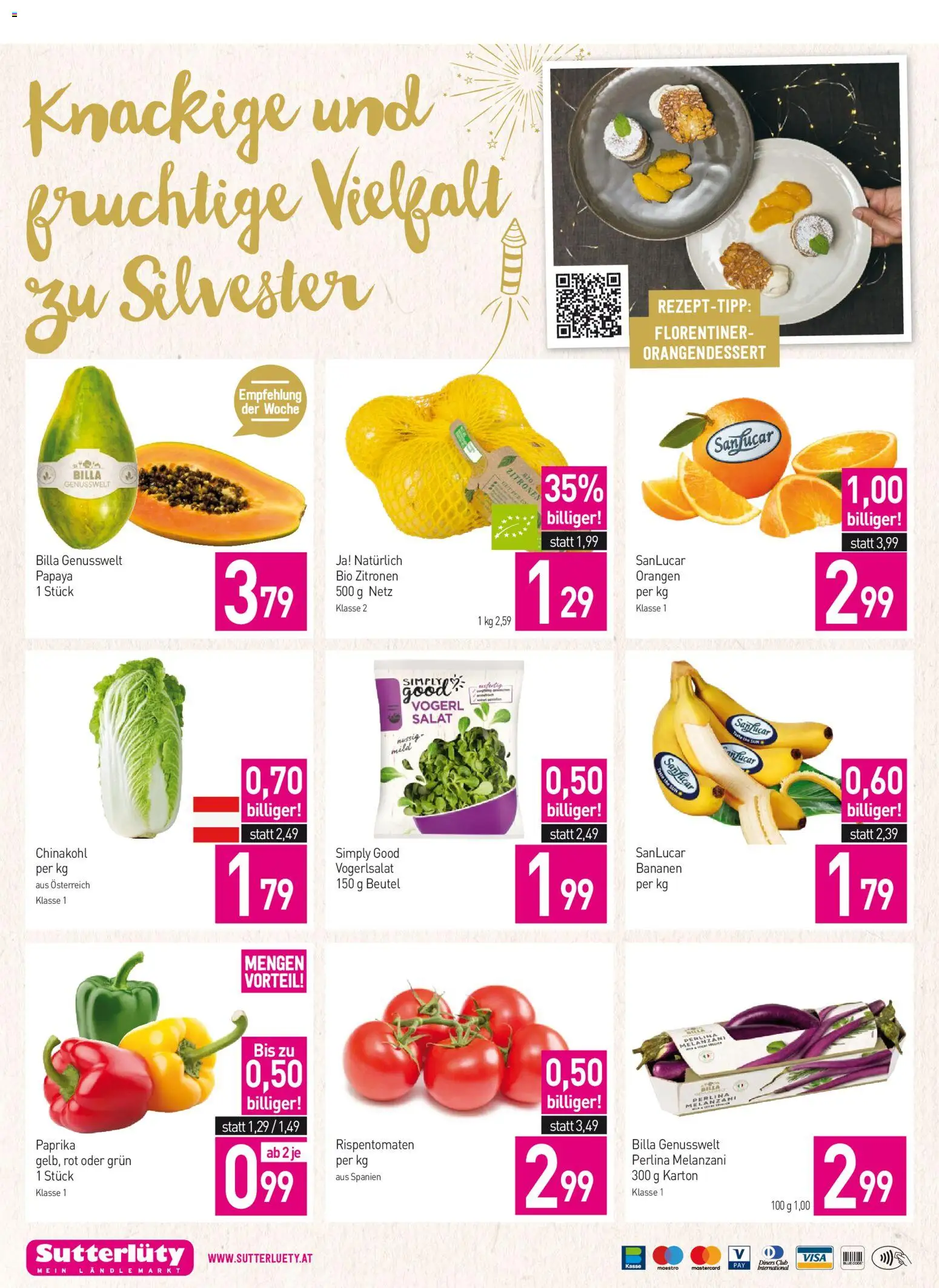 Sutterlüty Flugblatt gültig ab 27.12.2025 | Seite: 28 | Produkte: Salat, Chinakohl, Orangen, Bananen