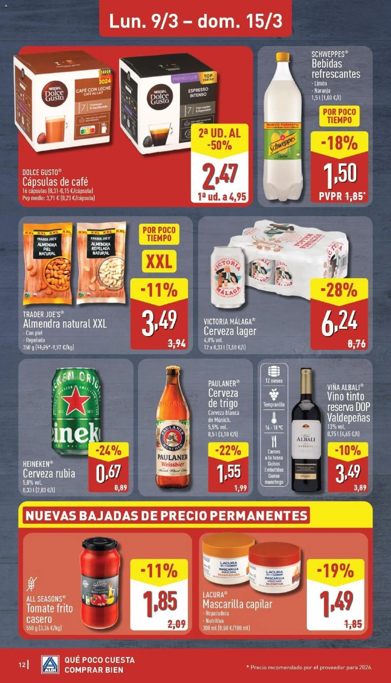 Aldi folleto Baleares │ válido desde el 09.03.2026 | Página: 12 | Productos: Máscara, Café con leche, Queso, Cerveza