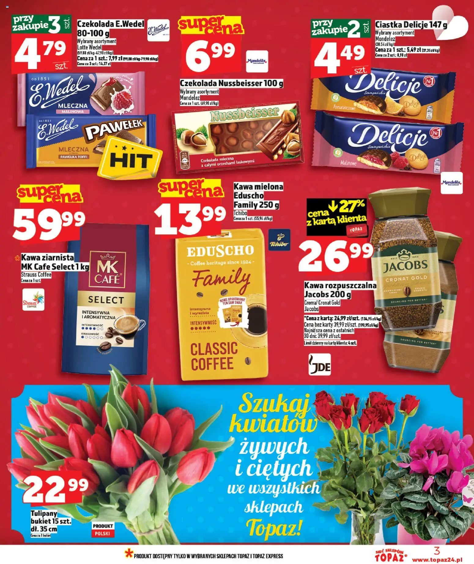 Topaz gazetka od 05.03.2026 | Strona: 3 | Produkty: Karta, Kawa ziarnista, Tchibo, Czekolada