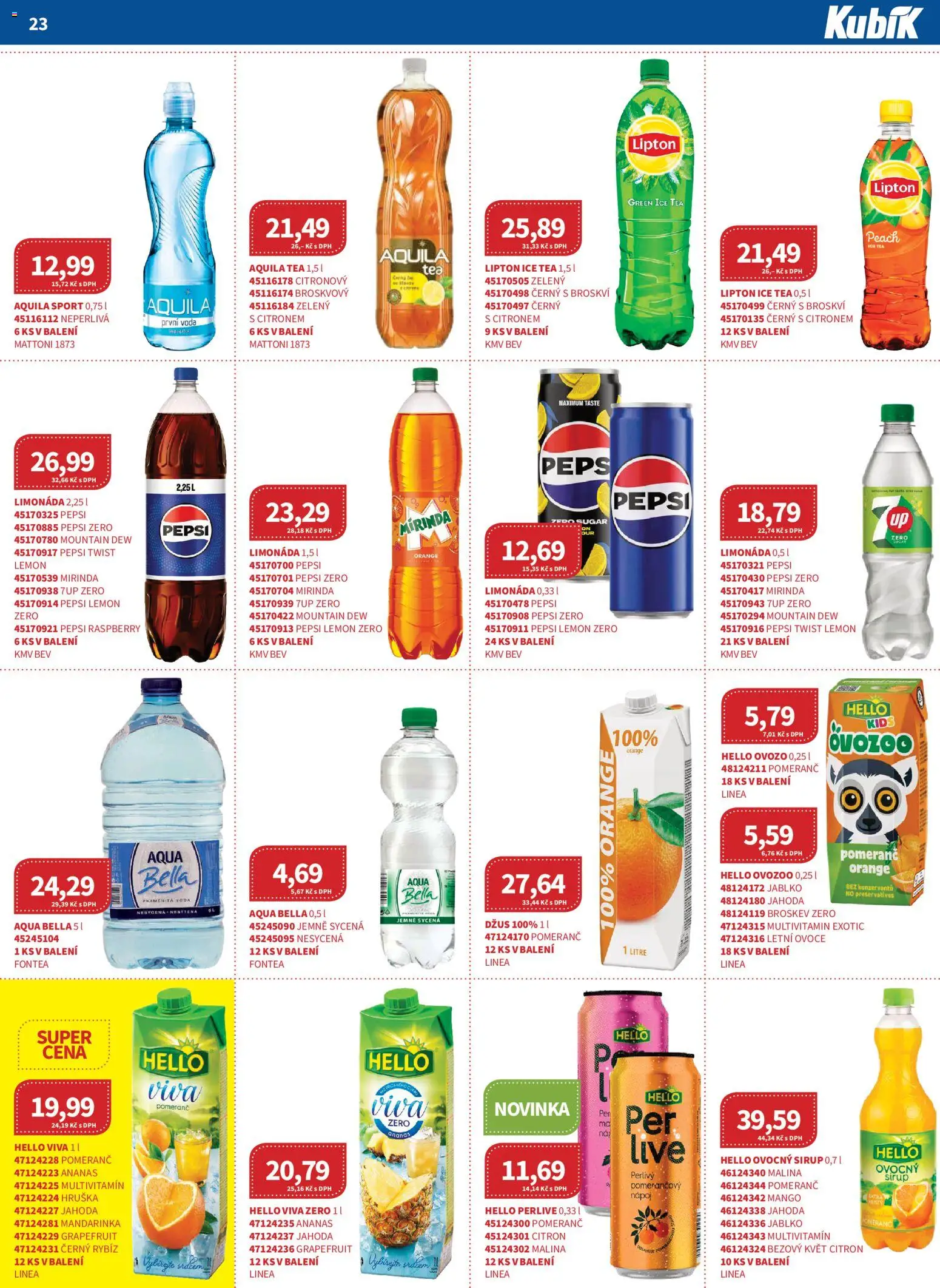 Kubík leták - Velkoobchod 04/2026 od 01.04.2026 | Strana: 23 | Produkty: Mattoni, Ovoce, Pepsi, Mirinda