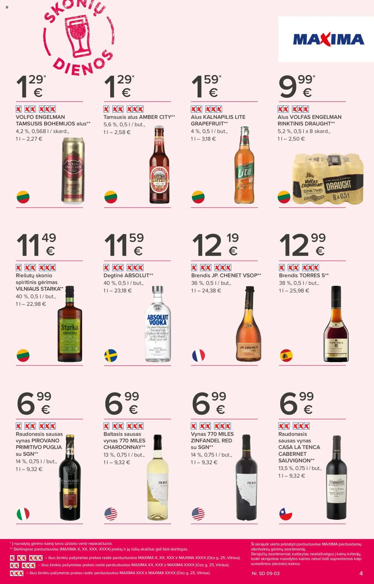 MAXIMA - Leidinys - Skonių dienos│galioja nuo 21.08.2025 | Puslapis: 4 | Prekių: Riešutai, Degtinė, Vynas, Alus