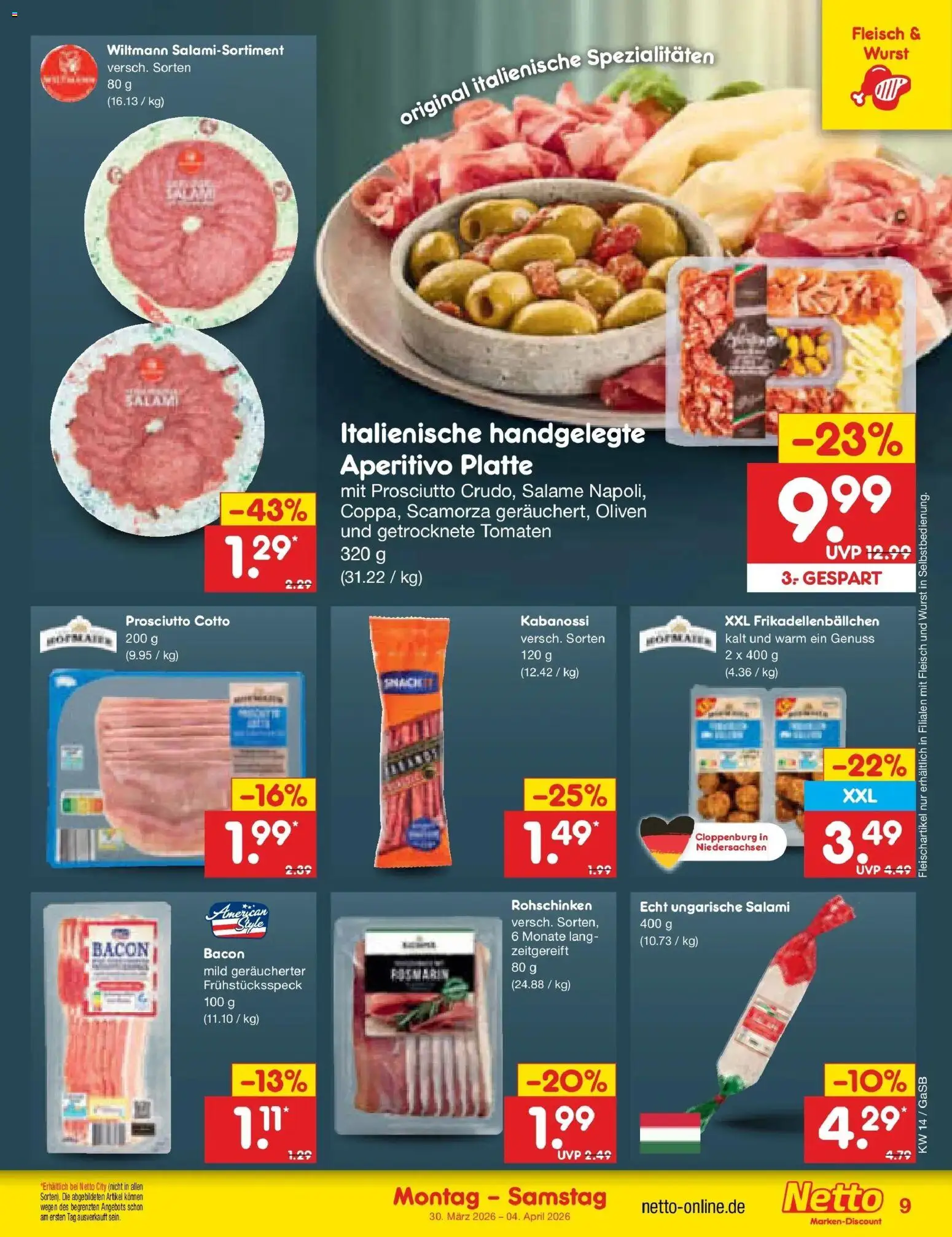 Netto Marken-Discount Prospekt Bremen-Lesum	 – gültig ab 30.03.2026 | Seite: 9 | Produkte: Tomaten, Wurst, Salami, Fleisch