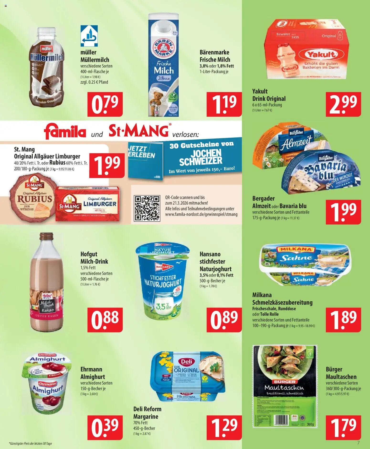 Famila Prospekt 	 – gültig ab 09.03.2026 | Seite: 7 | Produkte: Margarine, Milch, Milkana, Maultaschen
