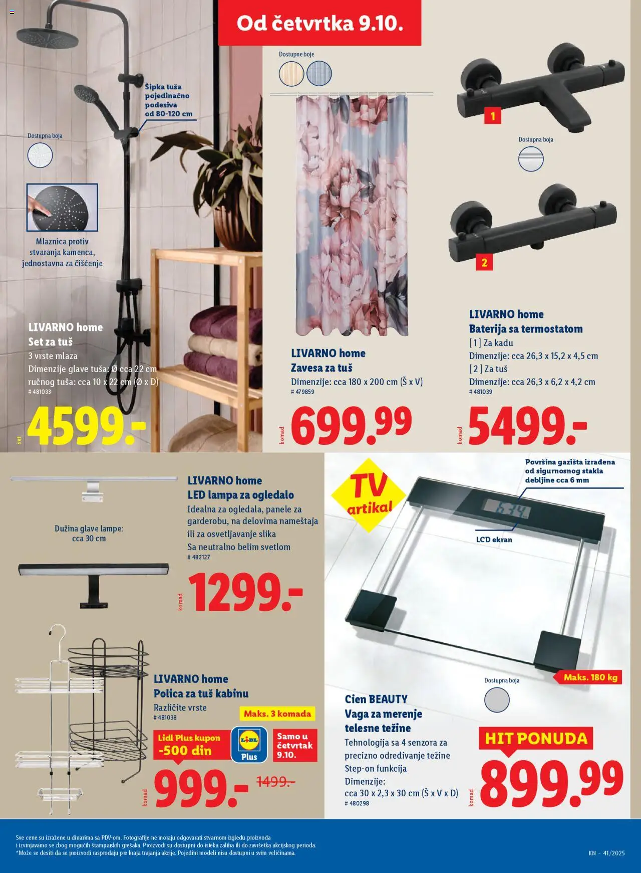 Lidl katalog - važi od 09.10.2025 | Strana: 51 | Proizvode: Polica, Tuš, Lampa, Vaga