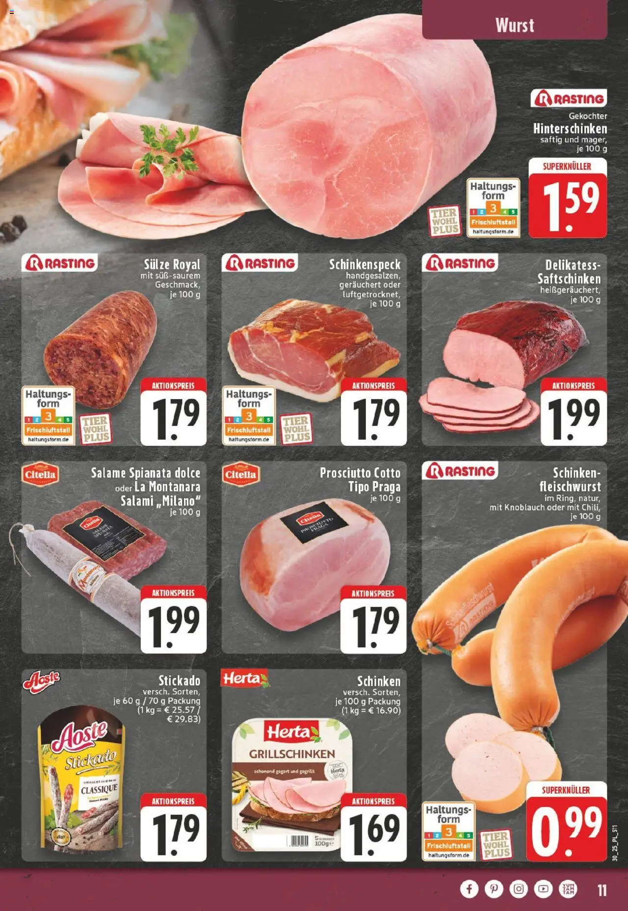 Edeka prospekt Bocholt - Holtwick	 - gültig ab dem 20.07.2025 | Seite: 11 | Produkte: Wurst, Knoblauch, Salami, Schinken