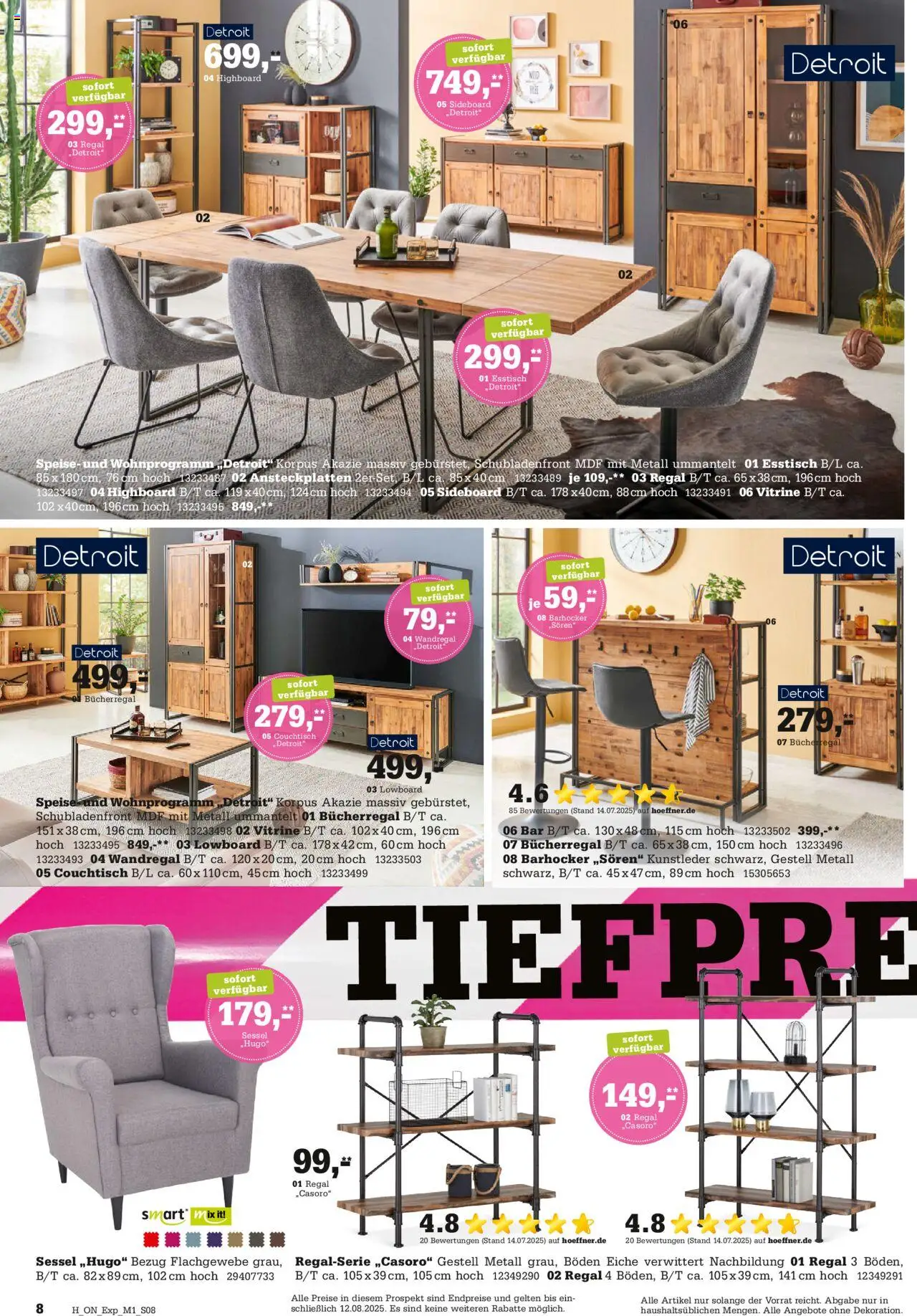 Höffner - Express Spezia - gültig ab dem 30.07.2025 | Seite: 8 | Produkte: Bücherregal, Wandregal, Vitrine, Barhocker