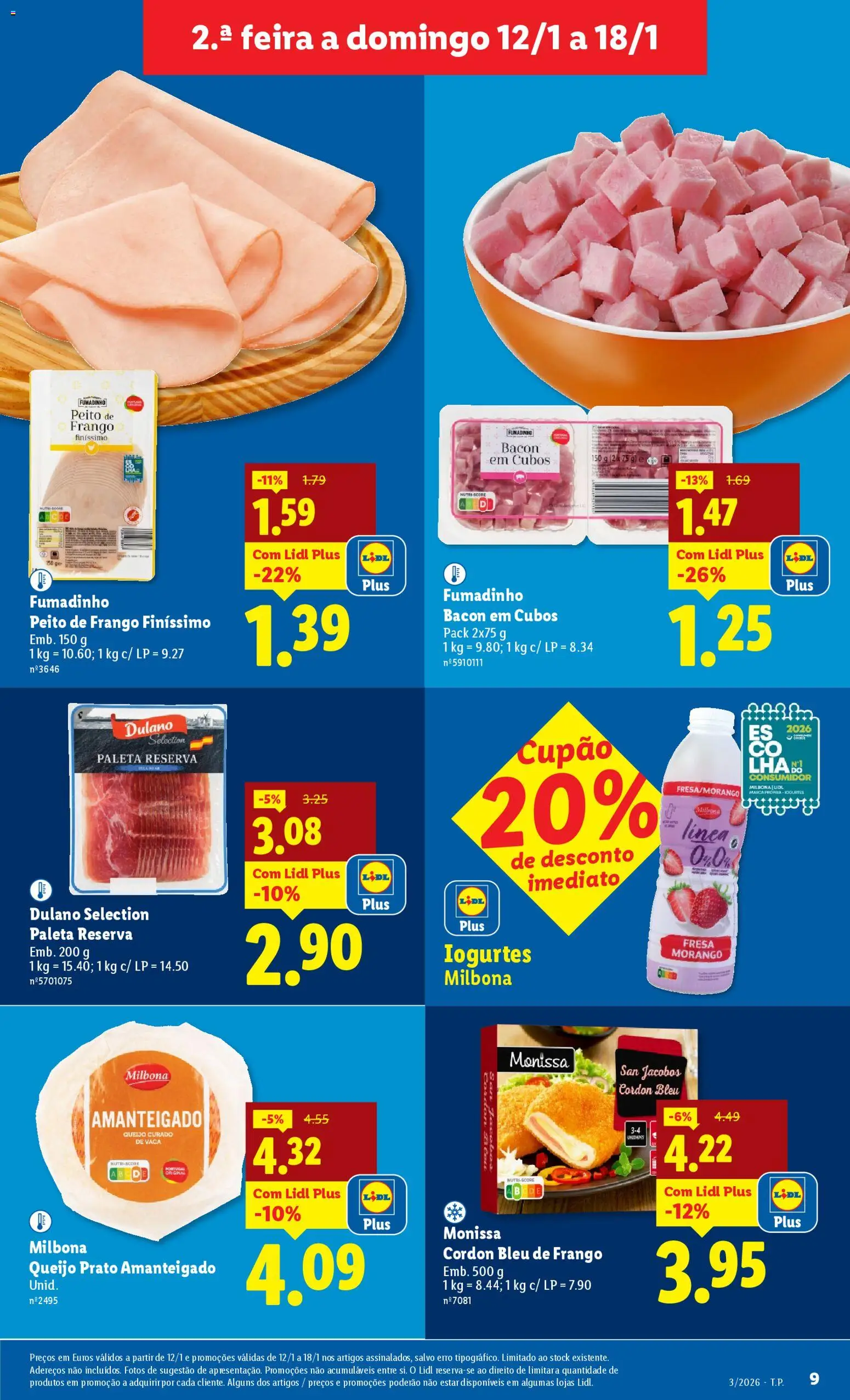 Lidl folheto │ válido de 12.01.2026 | Página: 9 | Produtos: Peito de frango, Frango, Iogurtes, Queijo