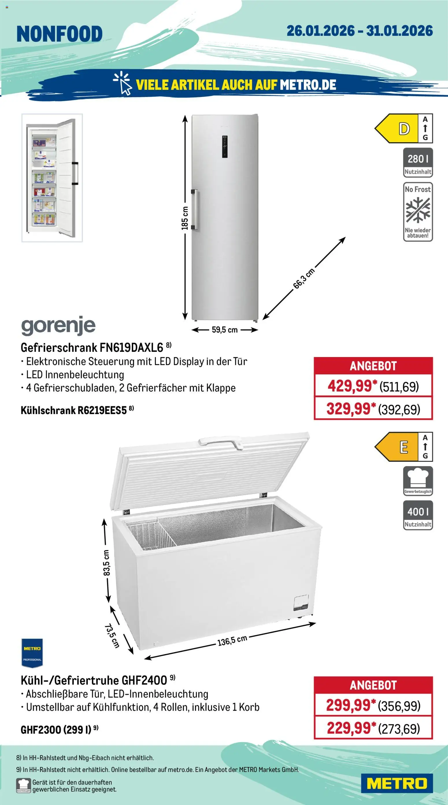 Metro Prospekt 	 – gültig ab 26.01.2026 | Seite: 19 | Produkte: Gorenje, Gefrierschrank, Tür, Kühlschrank
