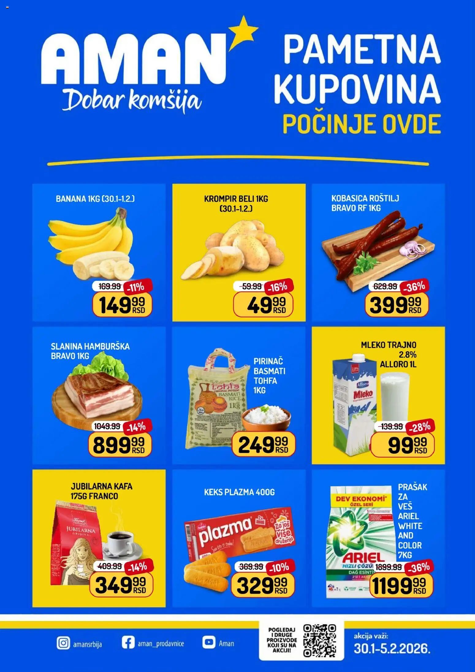 Aman katalog - važi od 30.01.2026 | Strana: 1 | Proizvode: Banana, Krompir, Kafa, Pirinač