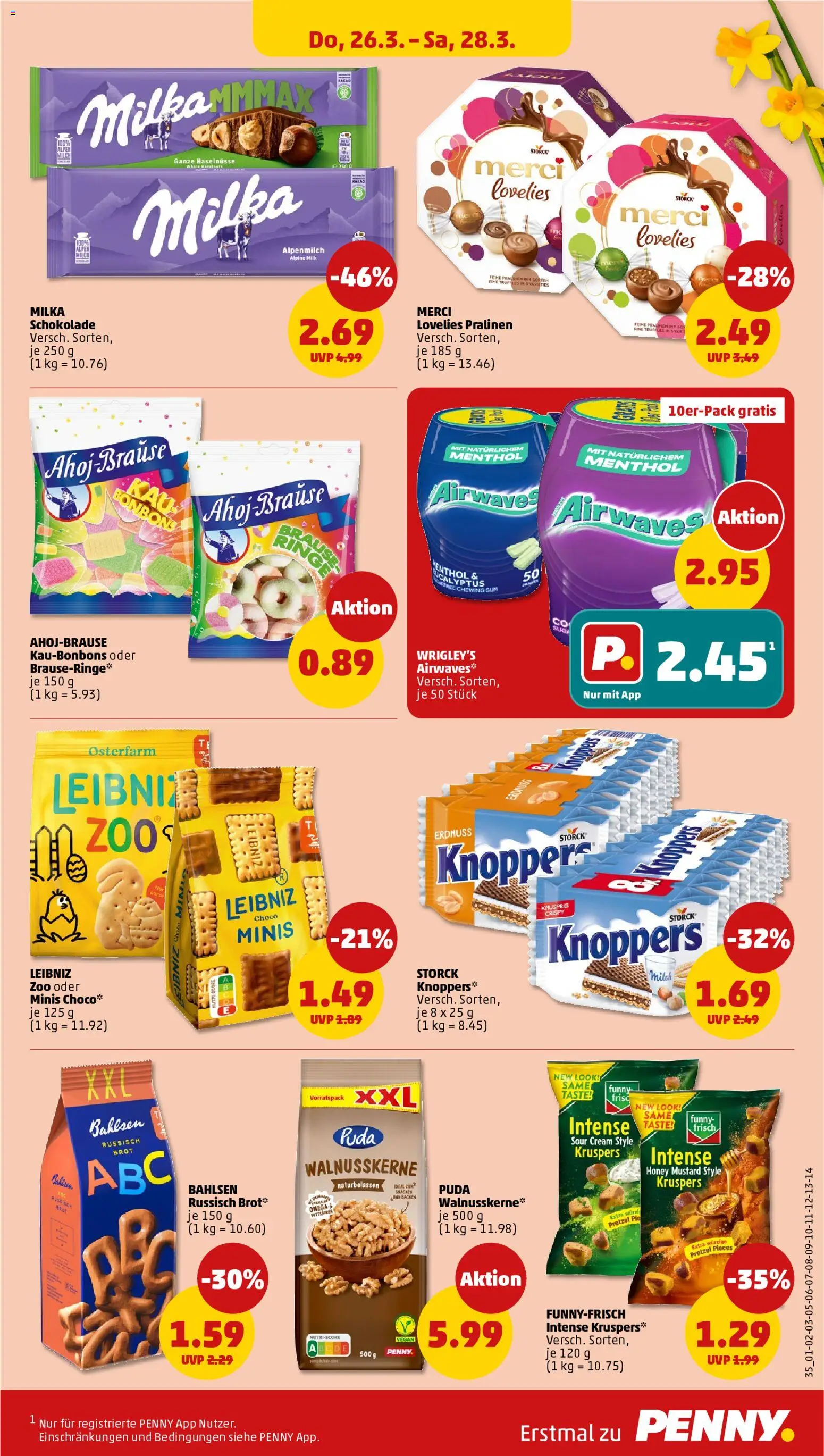 Penny Prospekt 	 – gültig ab 23.03.2026 | Seite: 37 | Produkte: Milch, Milka, Knoppers, Brot