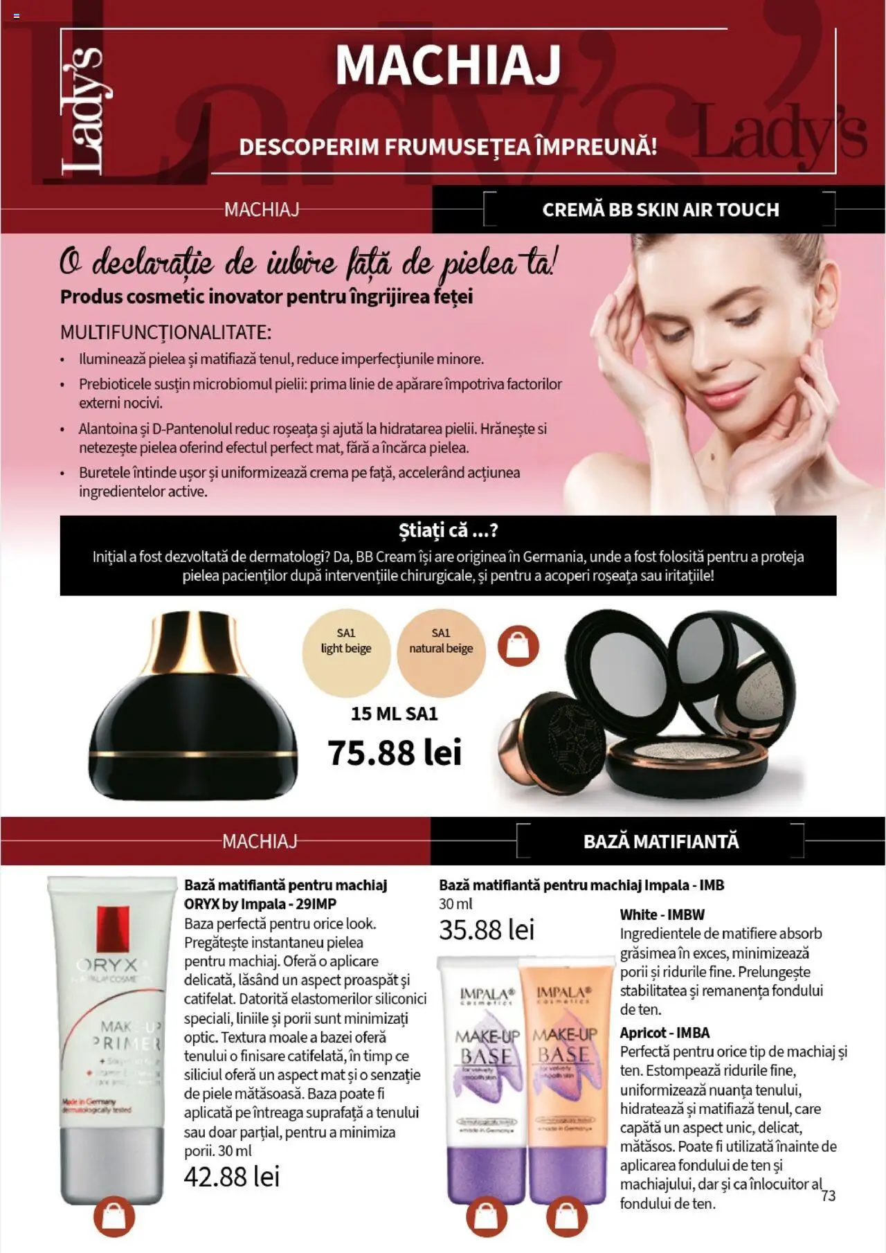 Catalog Lady’s – valabil de la 01.08.2025 | Pagină: 73 | Produse: Machiaj, Bb cream, Cremă