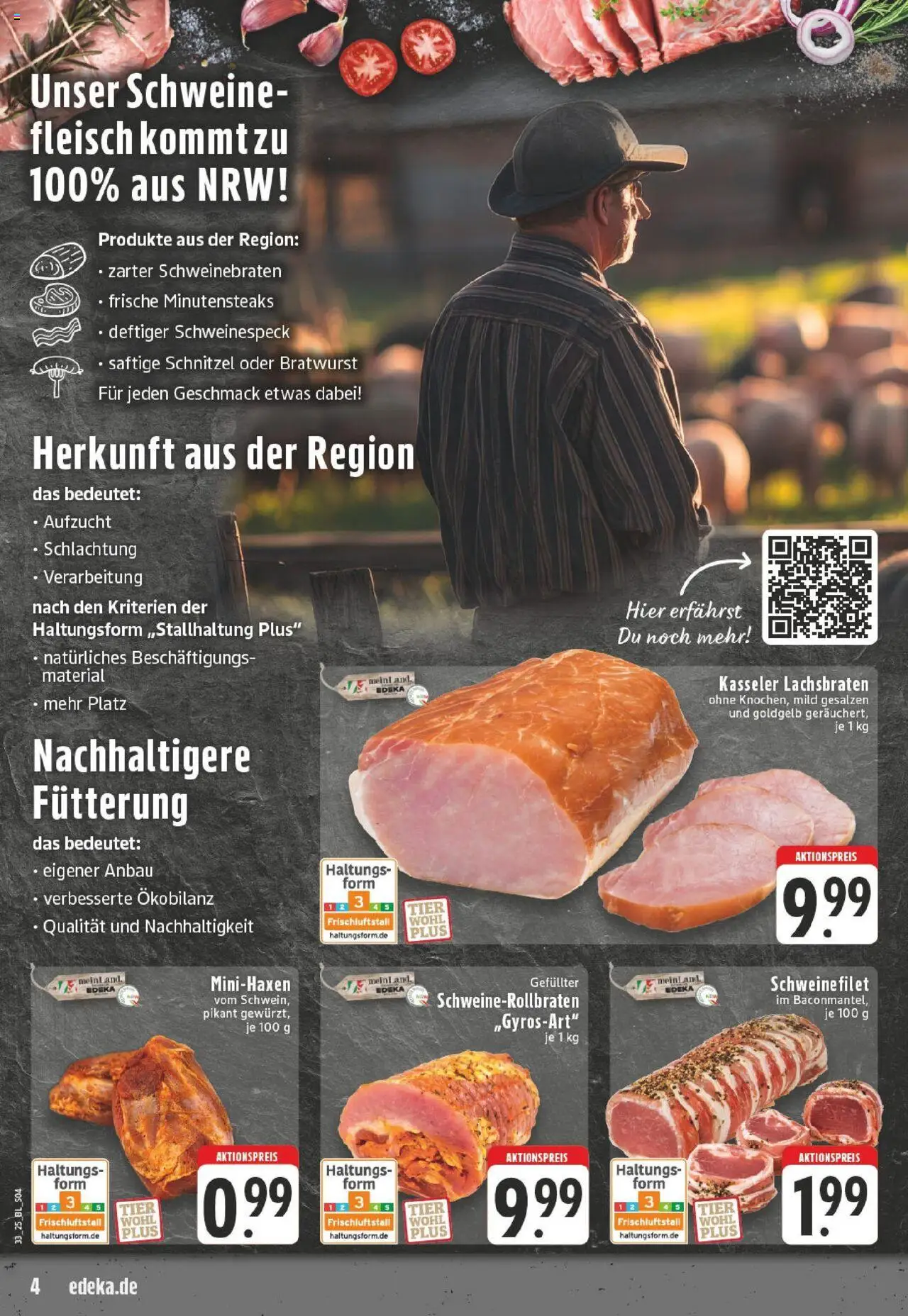 Edeka prospekt Meerbusch	 - gültig ab dem 11.08.2025 | Seite: 4 | Produkte: Bratwurst, Schnitzel, Schweinefilet, Fleisch