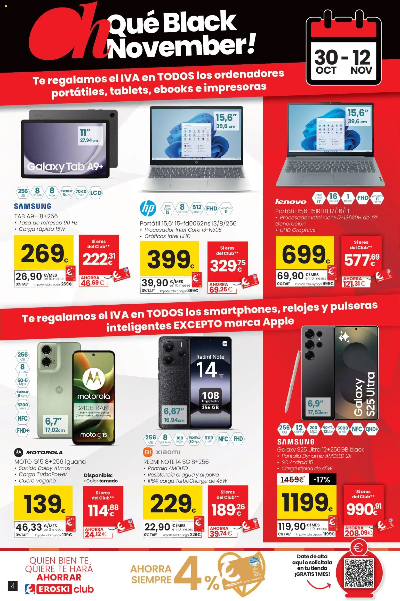 Eroski - Black Friday │ válido desde el 30.10.2025 | Página: 4 | Productos: Polvo, Té, Funda, USB