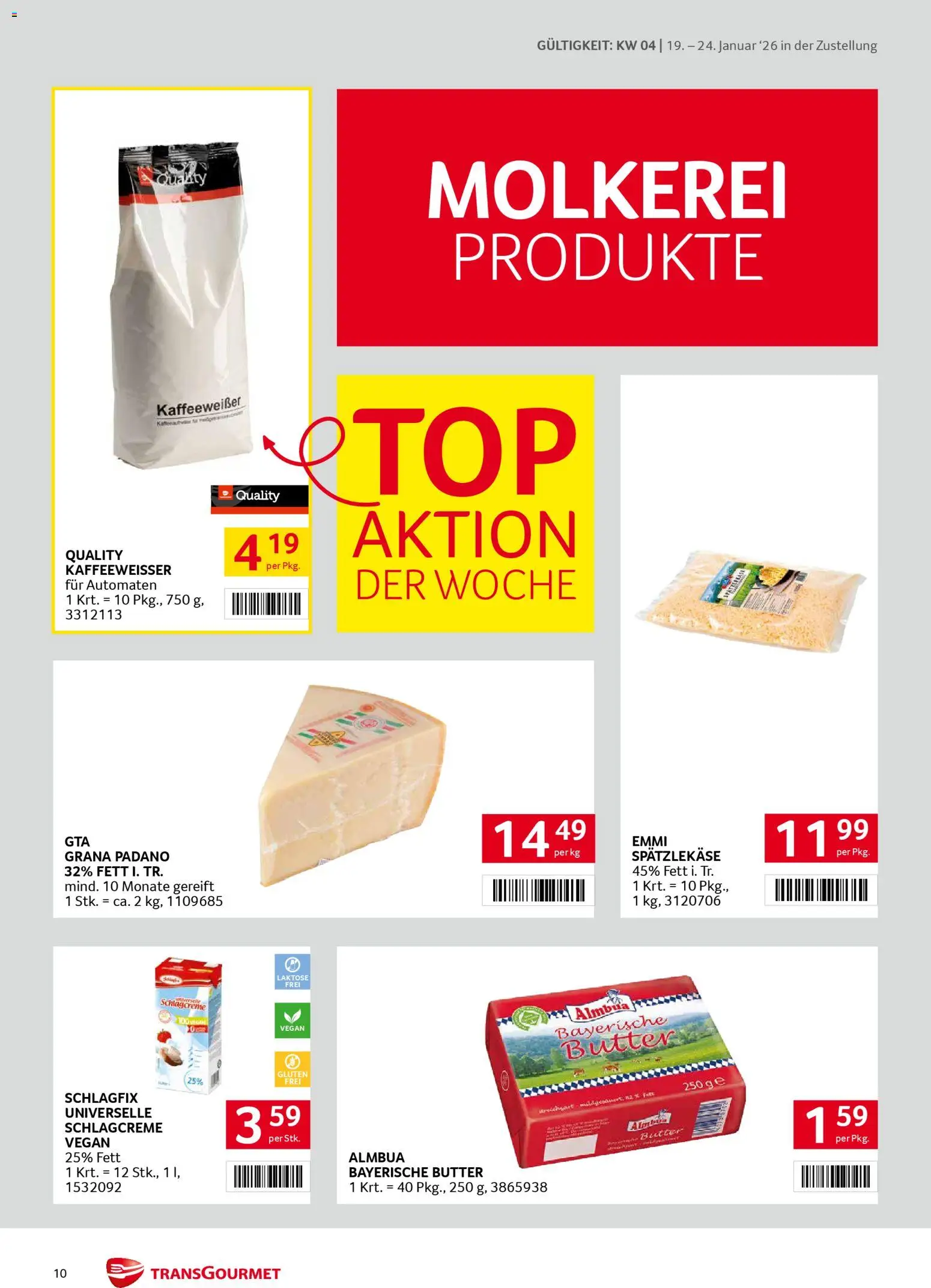 Transgourmet Zustellaktion gültig ab 19.01.2026 | Seite: 10 | Produkte: Butter