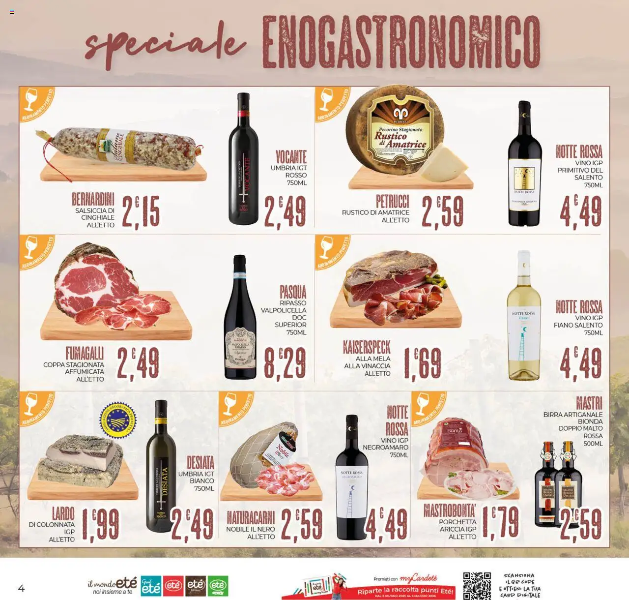 Volantino Eté del 19.09.2025 | Pagina: 4 | Prodotti: Porchetta, Birra, Vino, Pecorino