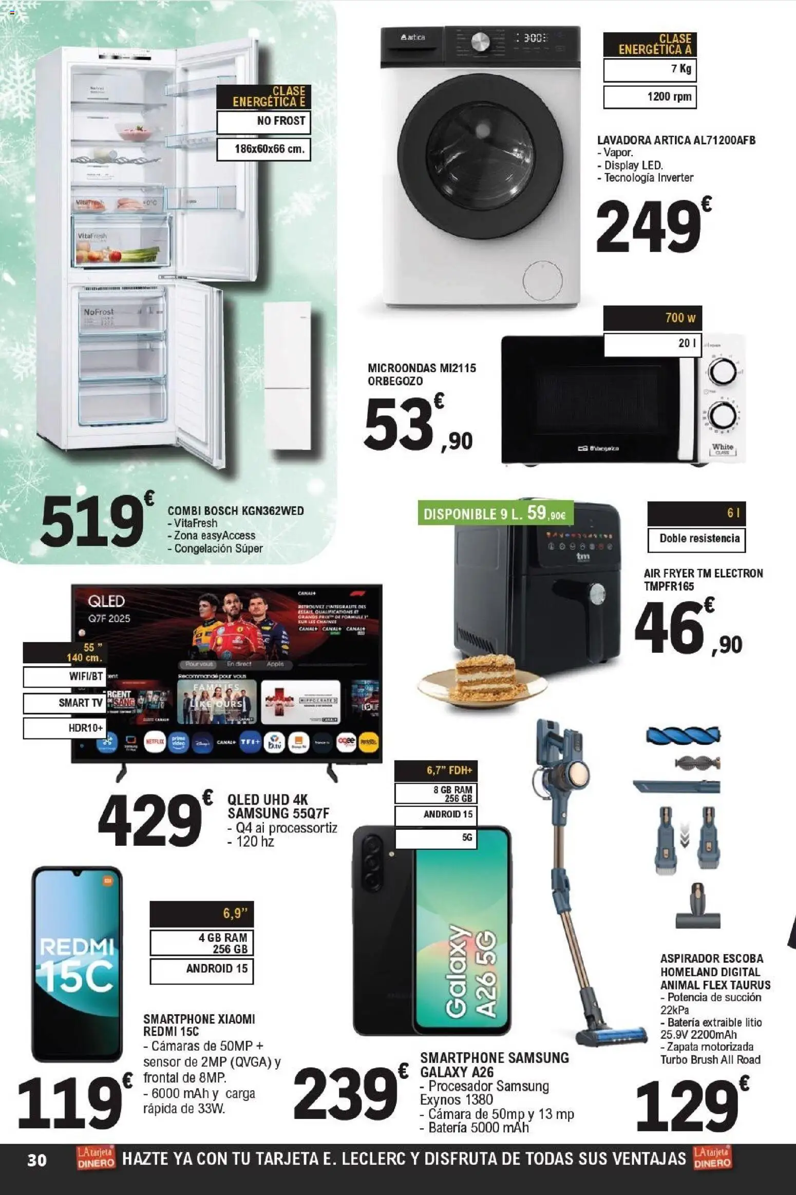 E.Leclerc folleto │ válido desde el 07.01.2026 | Página: 30 | Productos: Smartphone Samsung, Escoba, Smartphone, Cámara