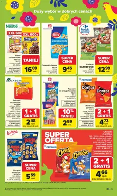 Pogląd oferty "Carrefour gazetka" - ważna od 30.03.2026 | Strona: 47 | Produkty: Chrupki, Orzeszki ziemne, Popcorn, Płatki