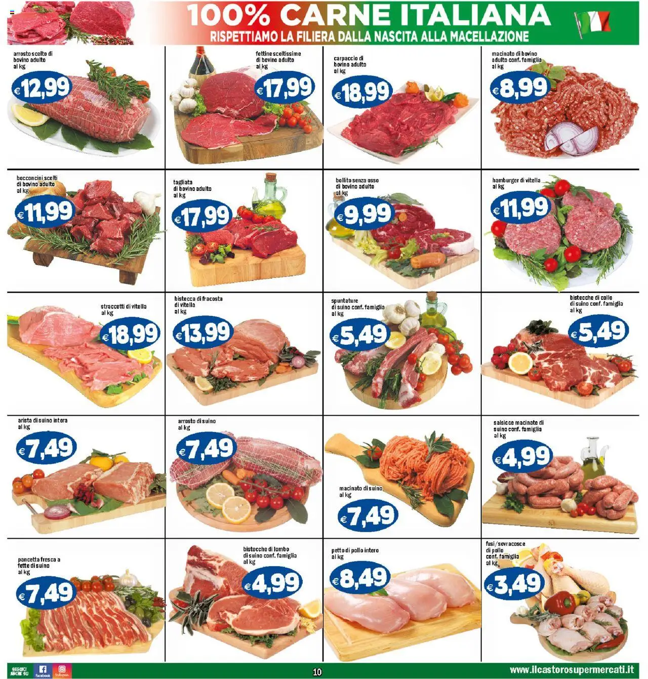 Volantino Il Castoro del 17.10.2025 | Pagina: 10 | Prodotti: Bovino, Pollo, Pancetta, Suino