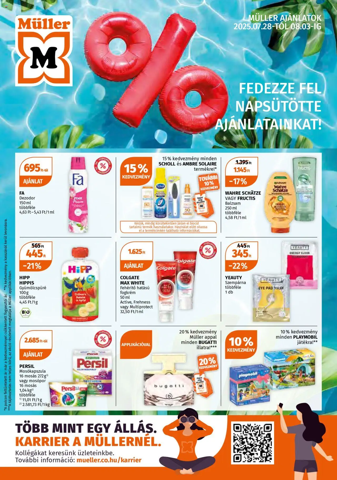 Müller akciós ujság - amely érvényes a következő dátumtól: 28.07.2025 | Oldal: 1 | Termékek: Persil, Dezodor, Fogkrém, Mosópor