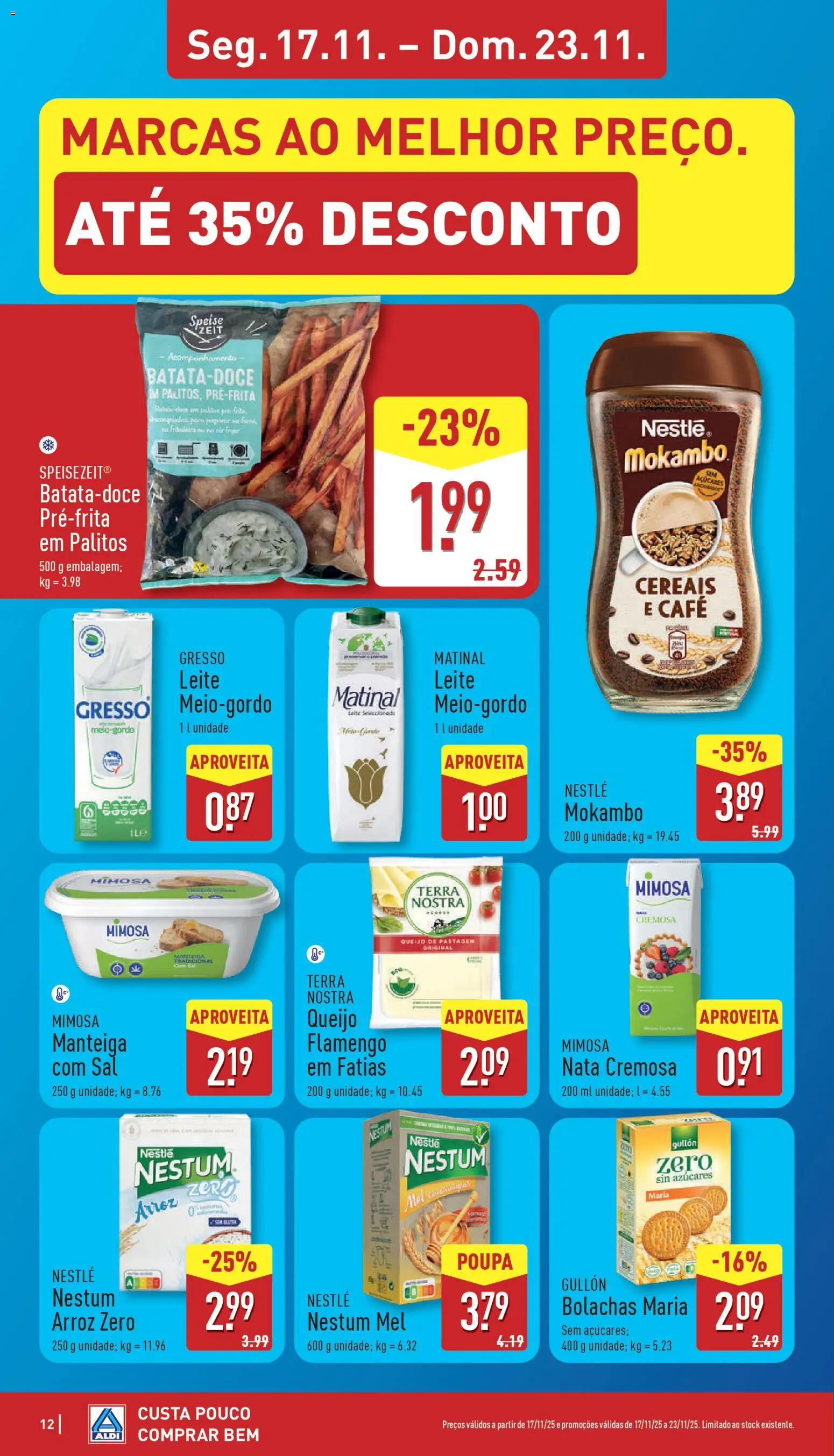 Aldi folheto │ válido de 17.11.2025 | Página: 12 | Produtos: Queijo, Café, Arroz, Mel