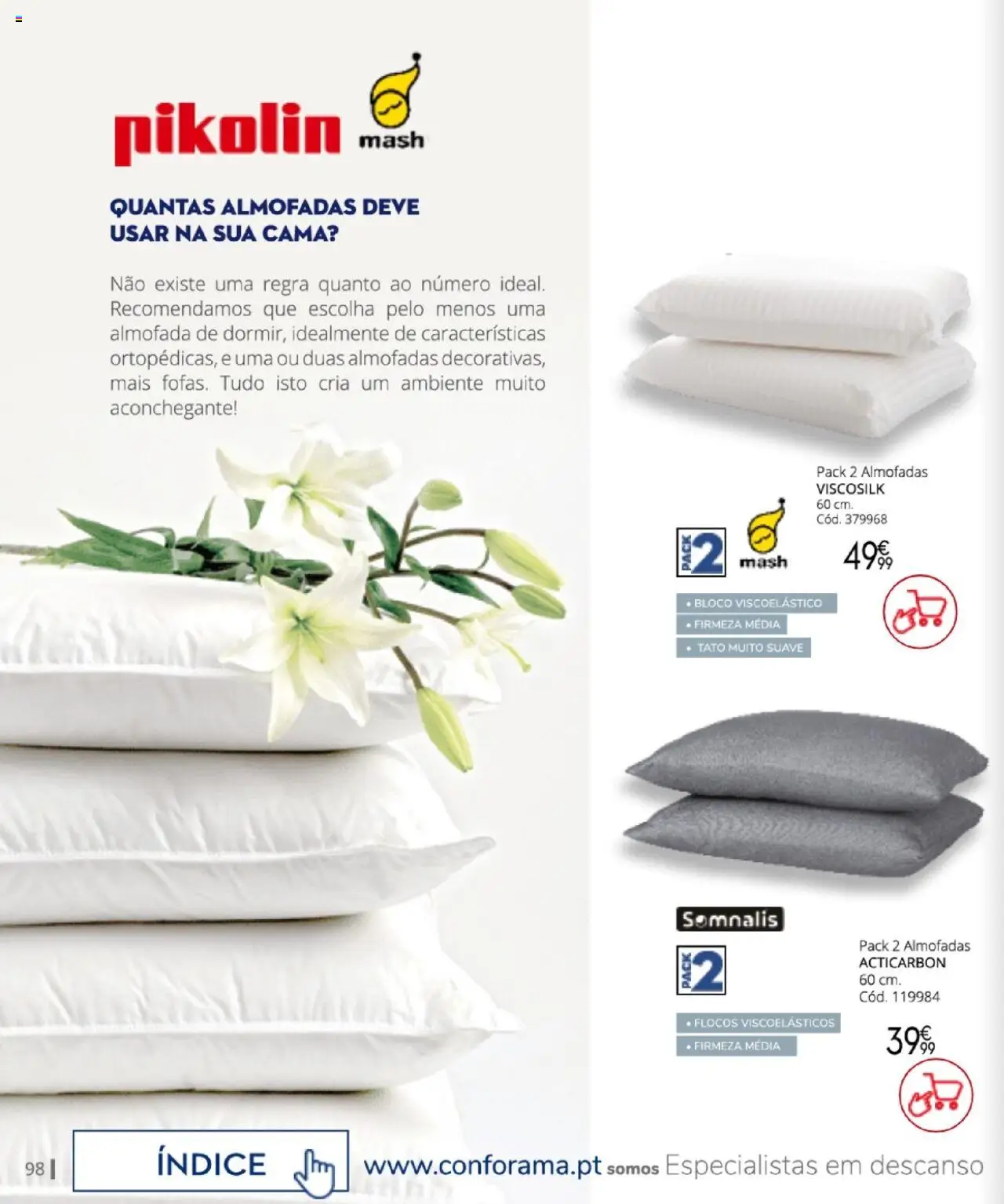 Conforama - Descanso  │ válido de 07.08.2025 | Página: 98 | Produtos: Cama, Almofada, Flocos