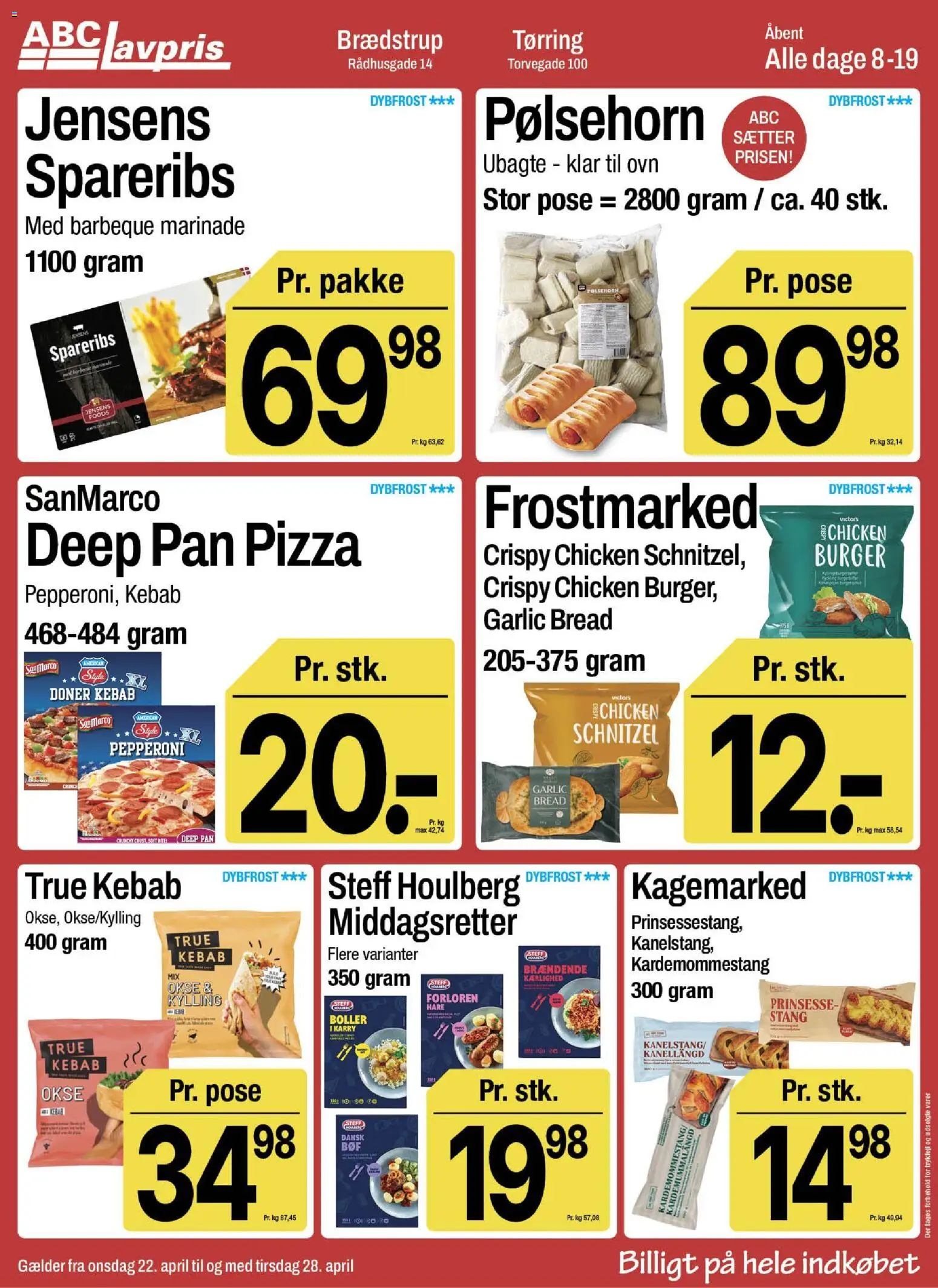 Abc Lavpris tilbudsavis – gyldig fra 22.04.2026 | Side: 6 | Produkter: Karry, Pølsehorn, Pizza, Kebab