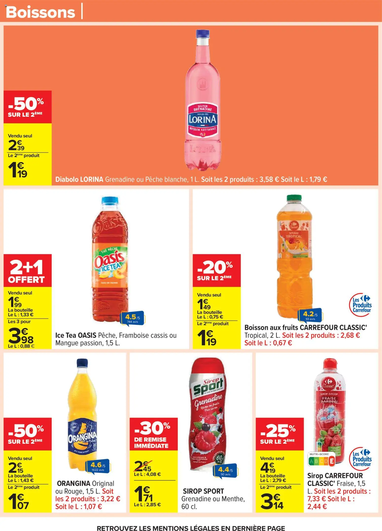 {H1} | Page: 46 | Produits: Orangina, Cassis, Pêche, Thé
