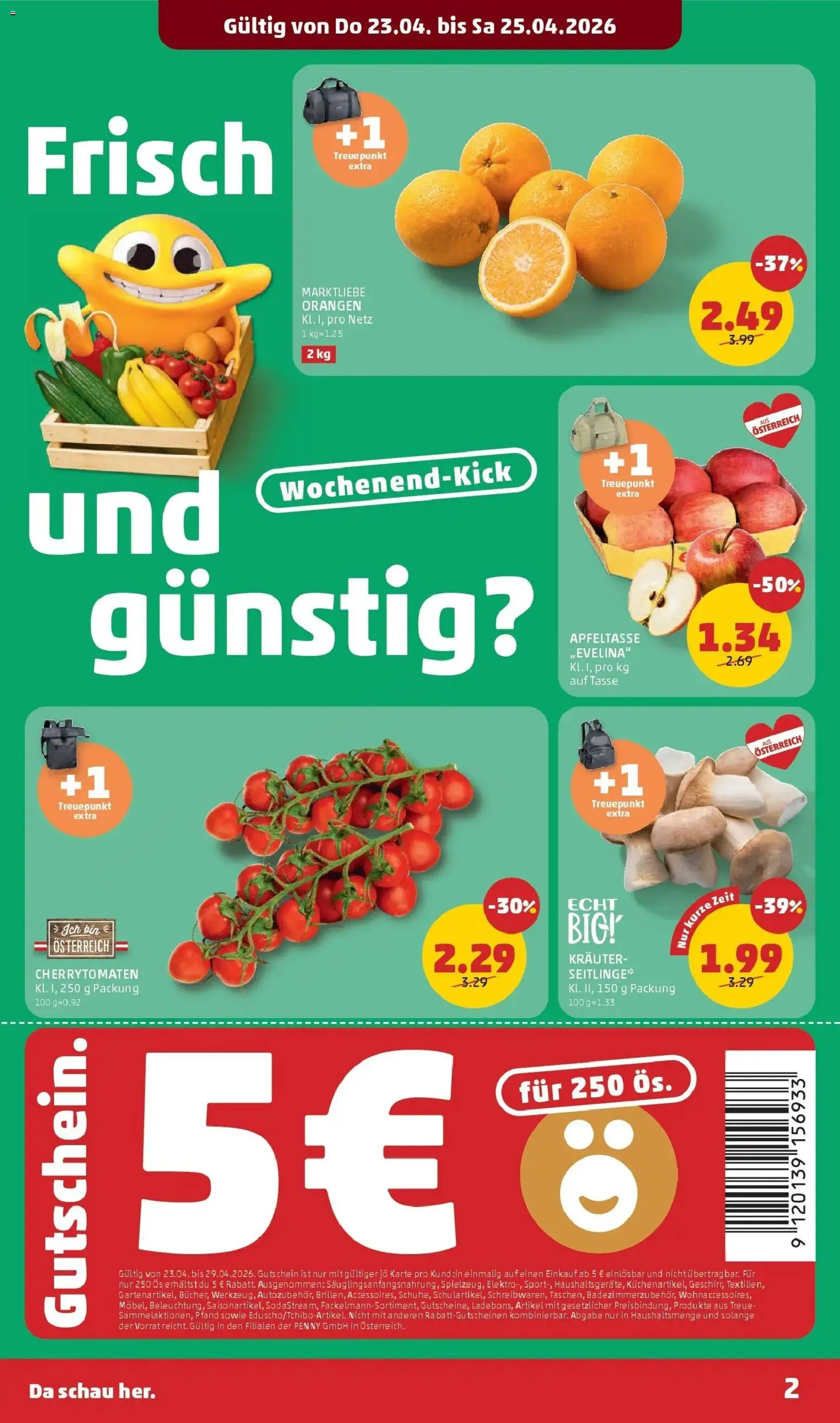 Penny Markt Die ganze Woche sparen gültig ab 23.04.2026 | Seite: 2 | Produkte: Orangen