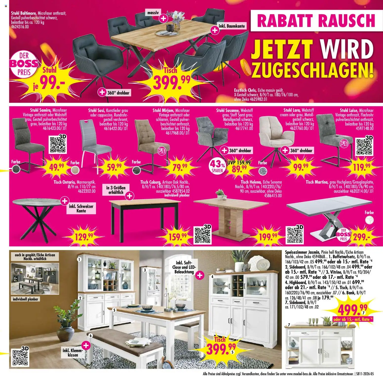 SB Möbel Boss Prospekt Wittlich – gültig ab 07.03.2026 | Seite: 5 | Produkte: Esstisch, Kissen, Tisch, Stuhl