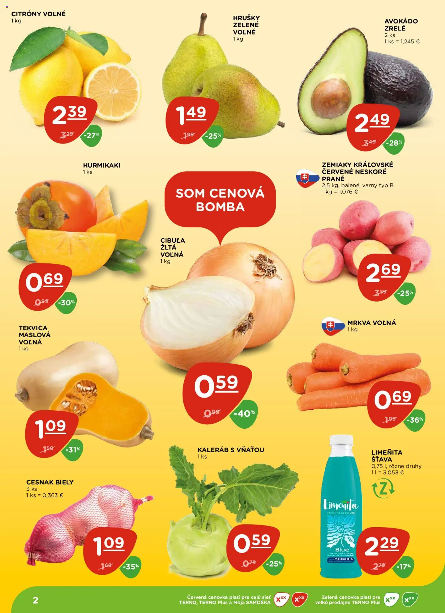 Nové Terno akcie – leták je platný od 06.11.2025 | Strana: 2 | Produkty: Cesnak, Avokádo, Zemiaky, Cibuľa