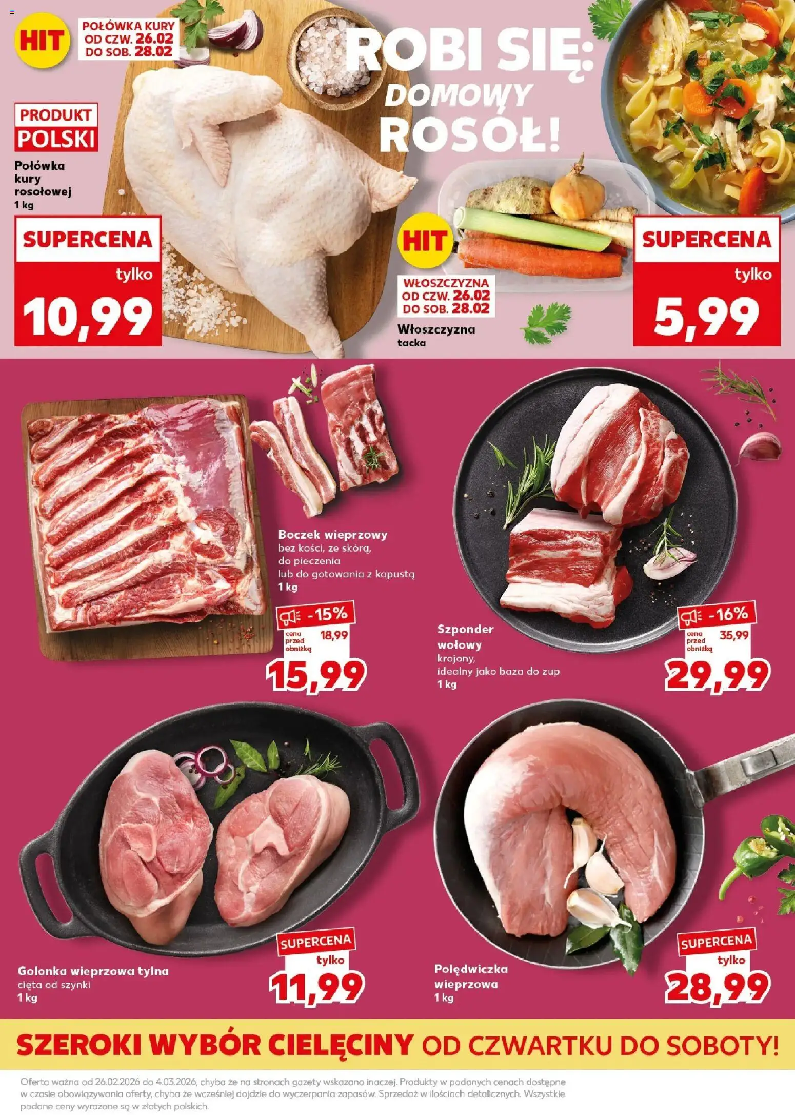 Kaufland gazetka - Mocny start od 02.03.2026 | Strona: 11 | Produkty: Kapusta, Boczek wieprzowy, Polędwiczka wieprzowa, Golonka wieprzowa